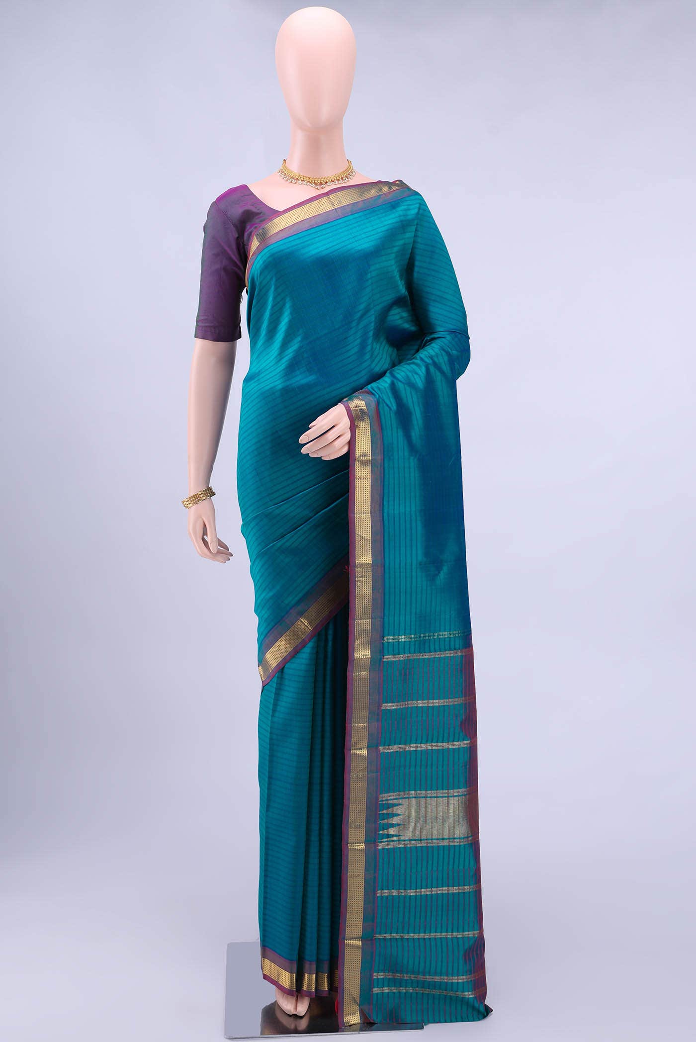 Dark Blue Kanchipuram Silk Saree