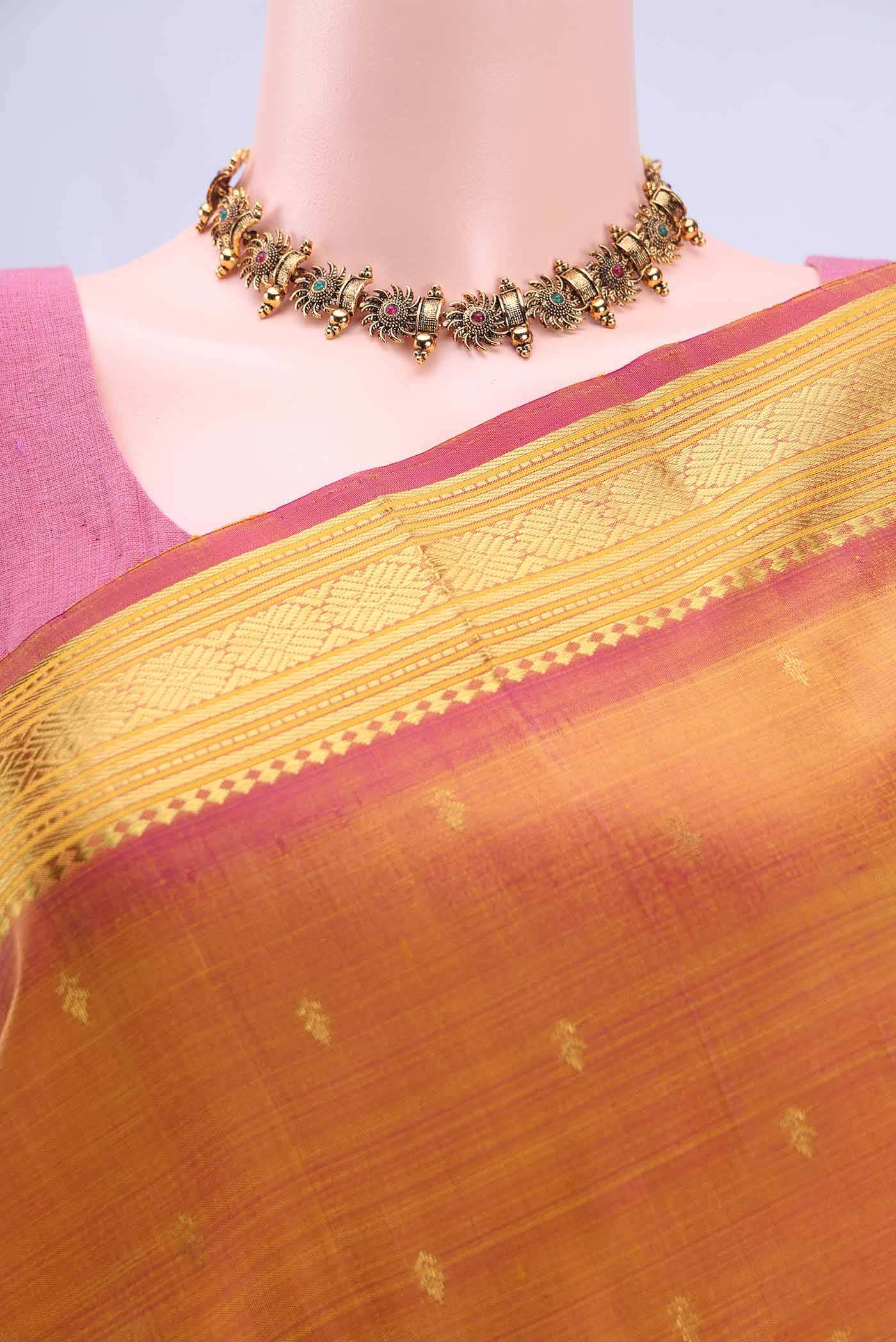 Brick Orange Dual Tone Kanchipuram Silk Saree