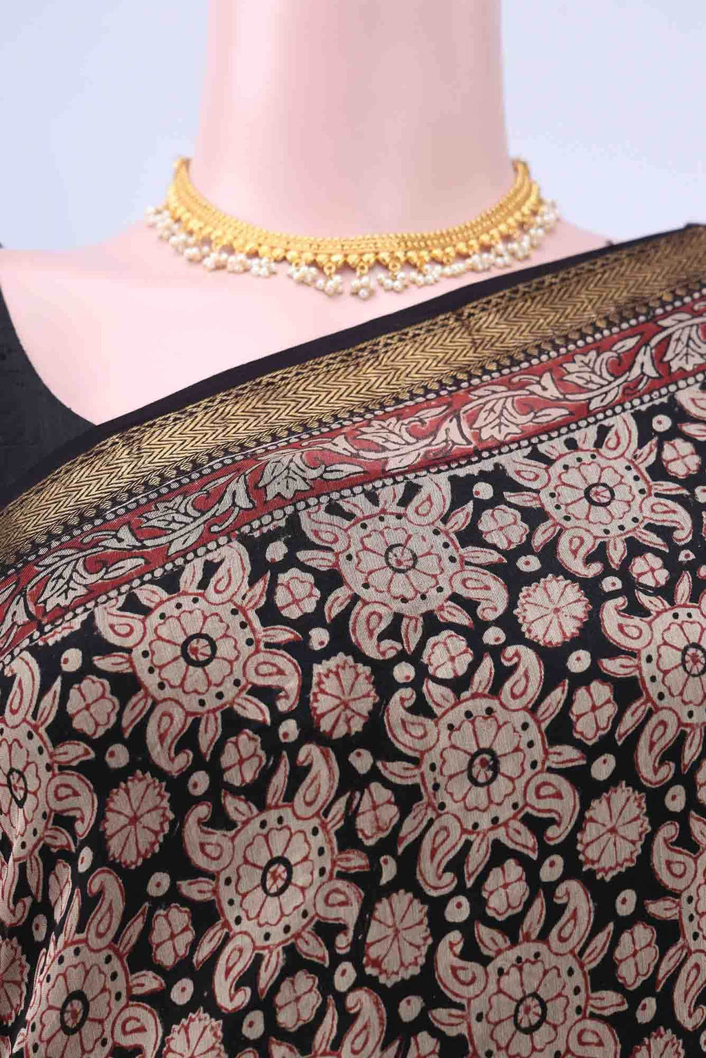Black Maheshwari Silk Cotton Saree