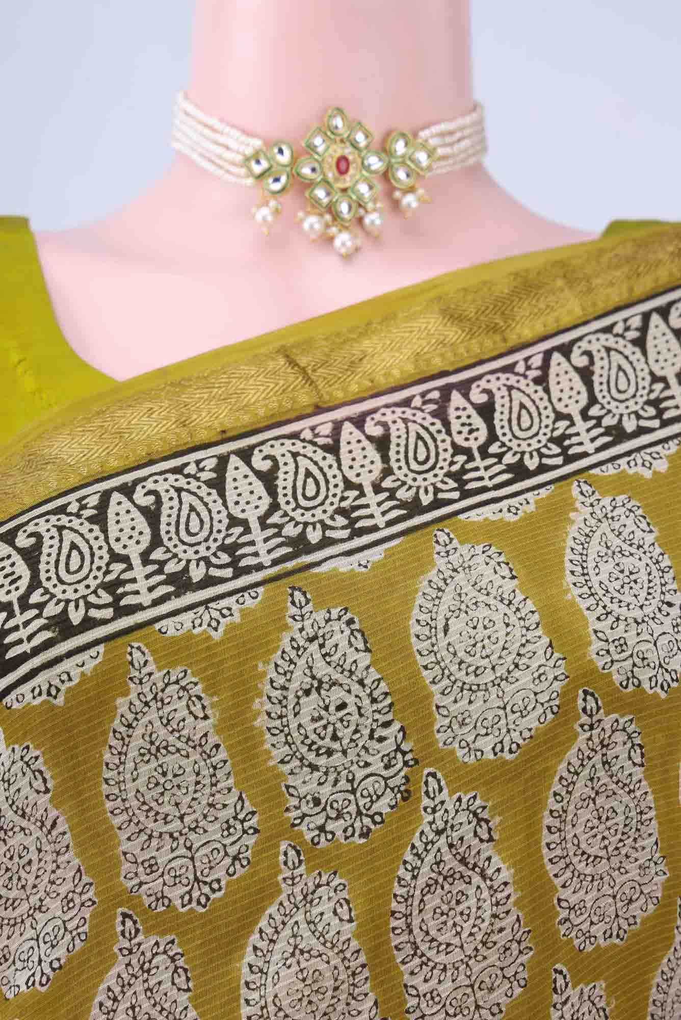 Mehandi Green Maheshwari Silk Cotton Saree
