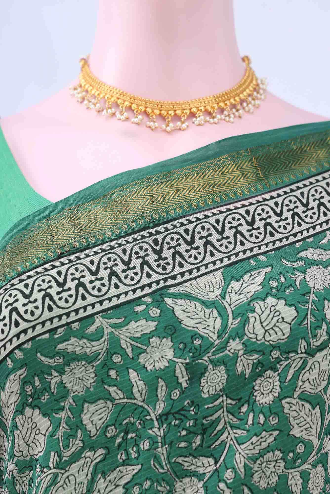 Green Maheshwari Silk Cotton Saree