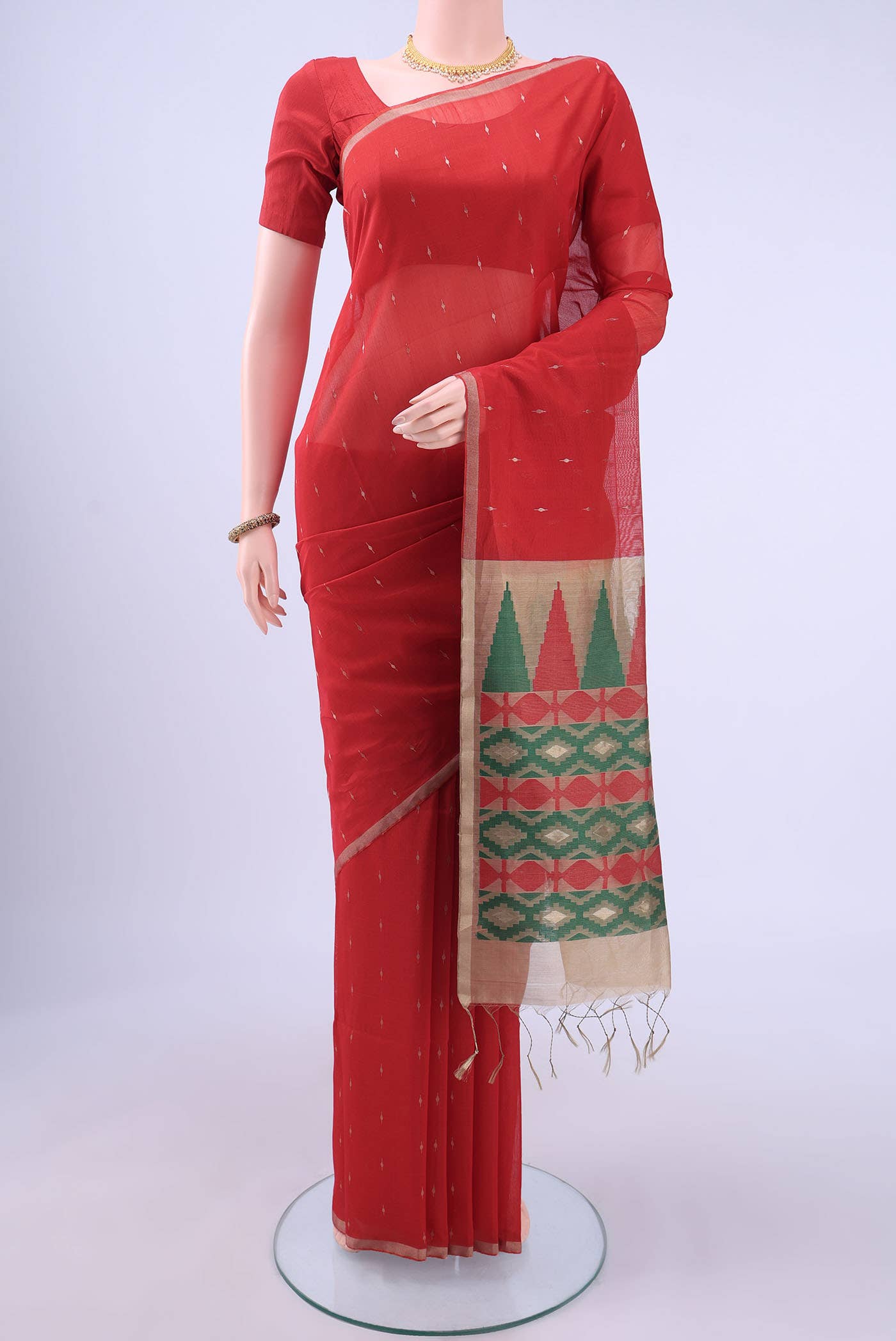 Red Coimbatore Silk Cotton Saree
