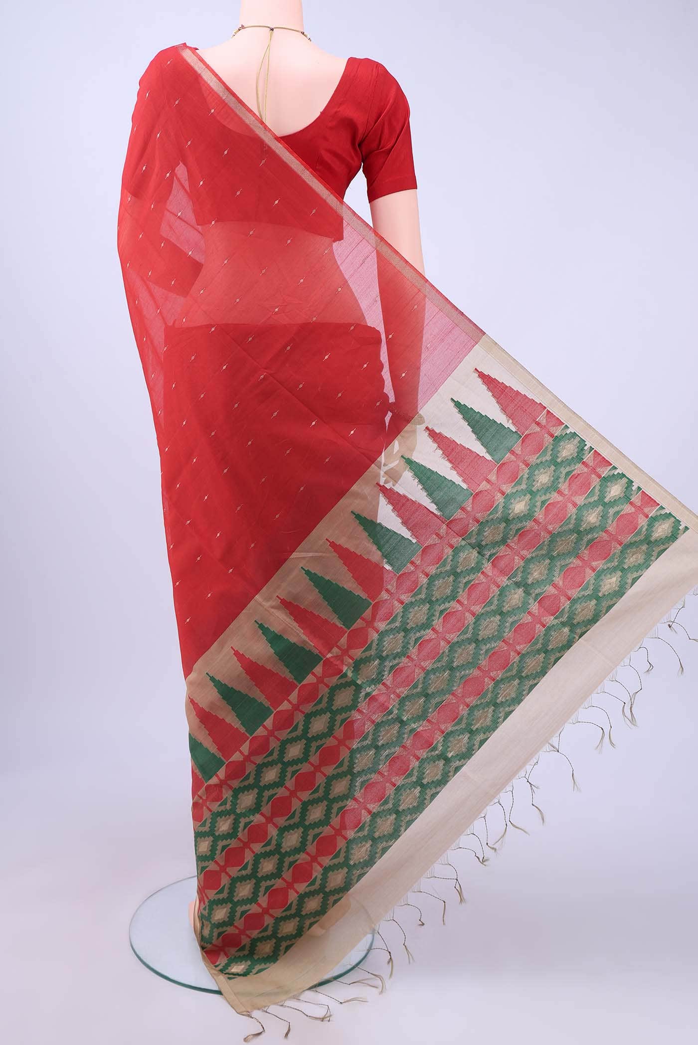 Red Coimbatore Silk Cotton Saree