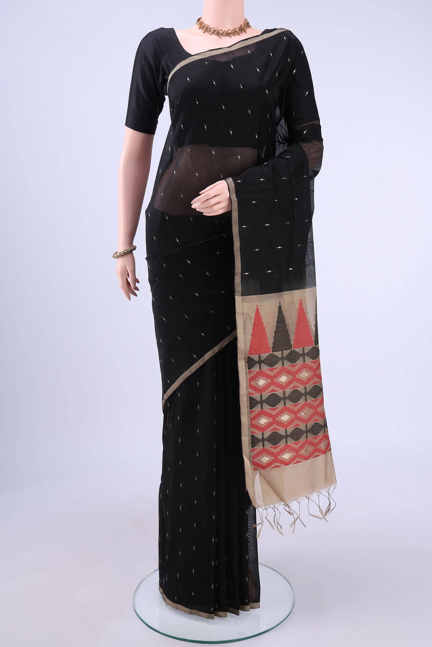 Black Coimbatore Silk Cotton Saree