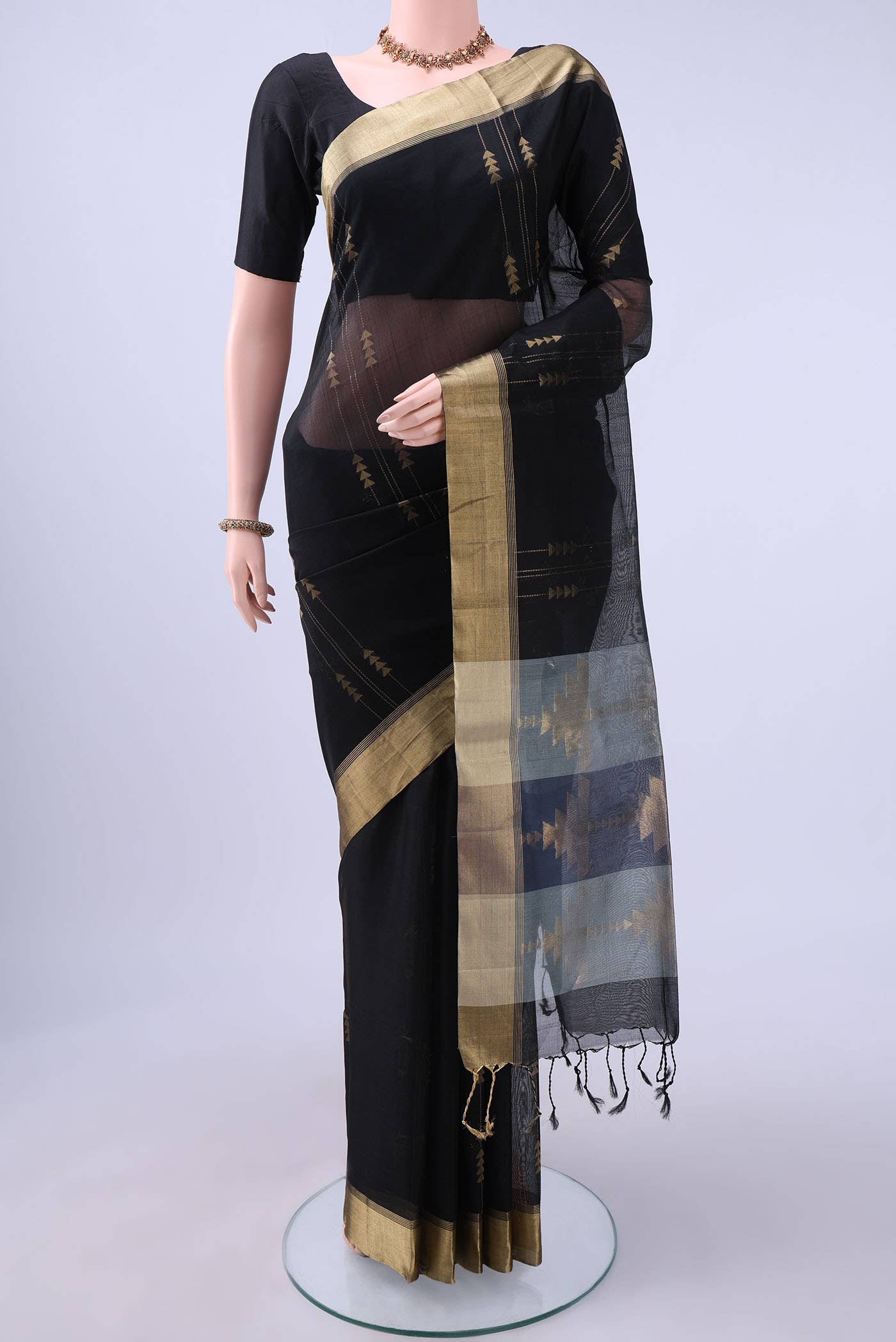 Black Coimbatore Silk Cotton Saree