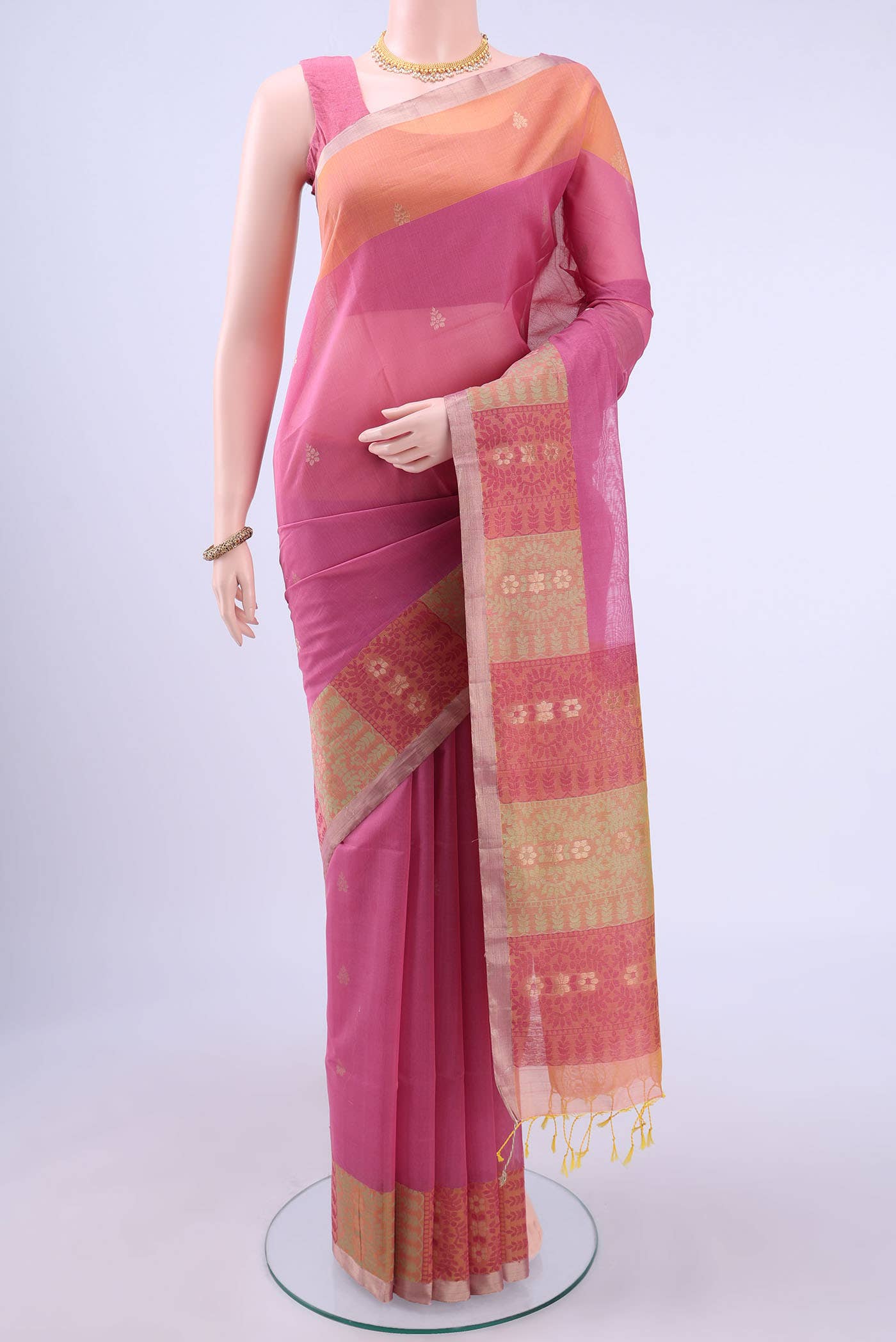 Pink Coimbatore Silk Cotton Saree