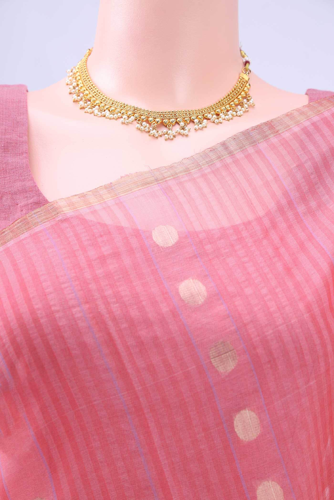 Peach Coimbatore Silk Cotton Saree