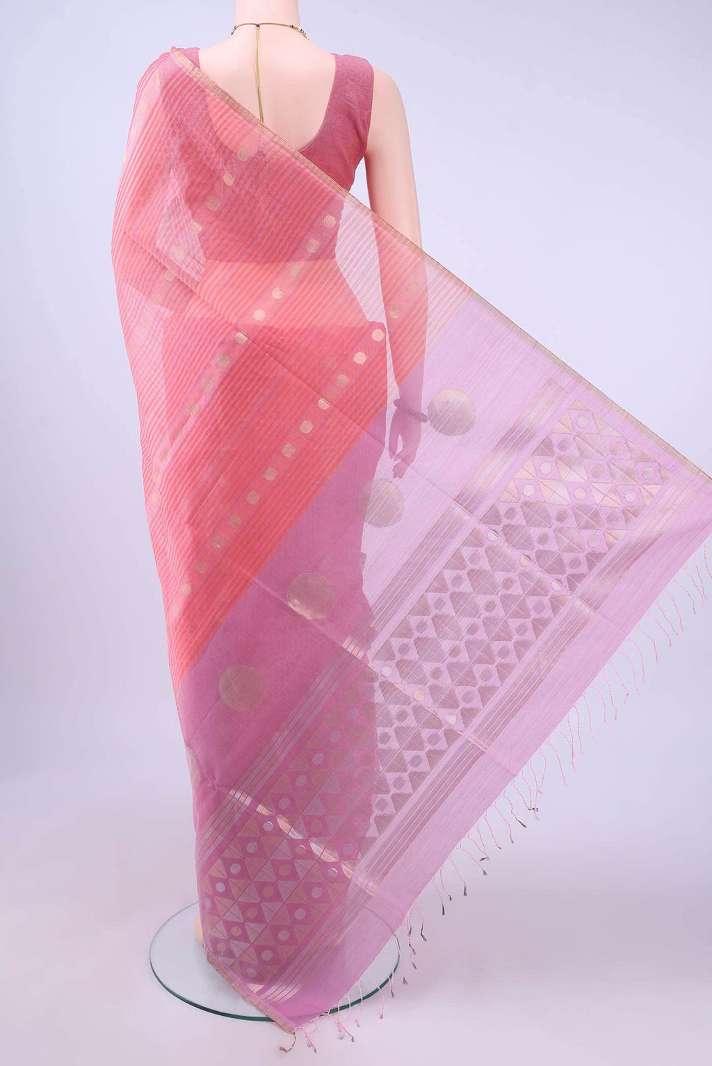 Peach Coimbatore Silk Cotton Saree