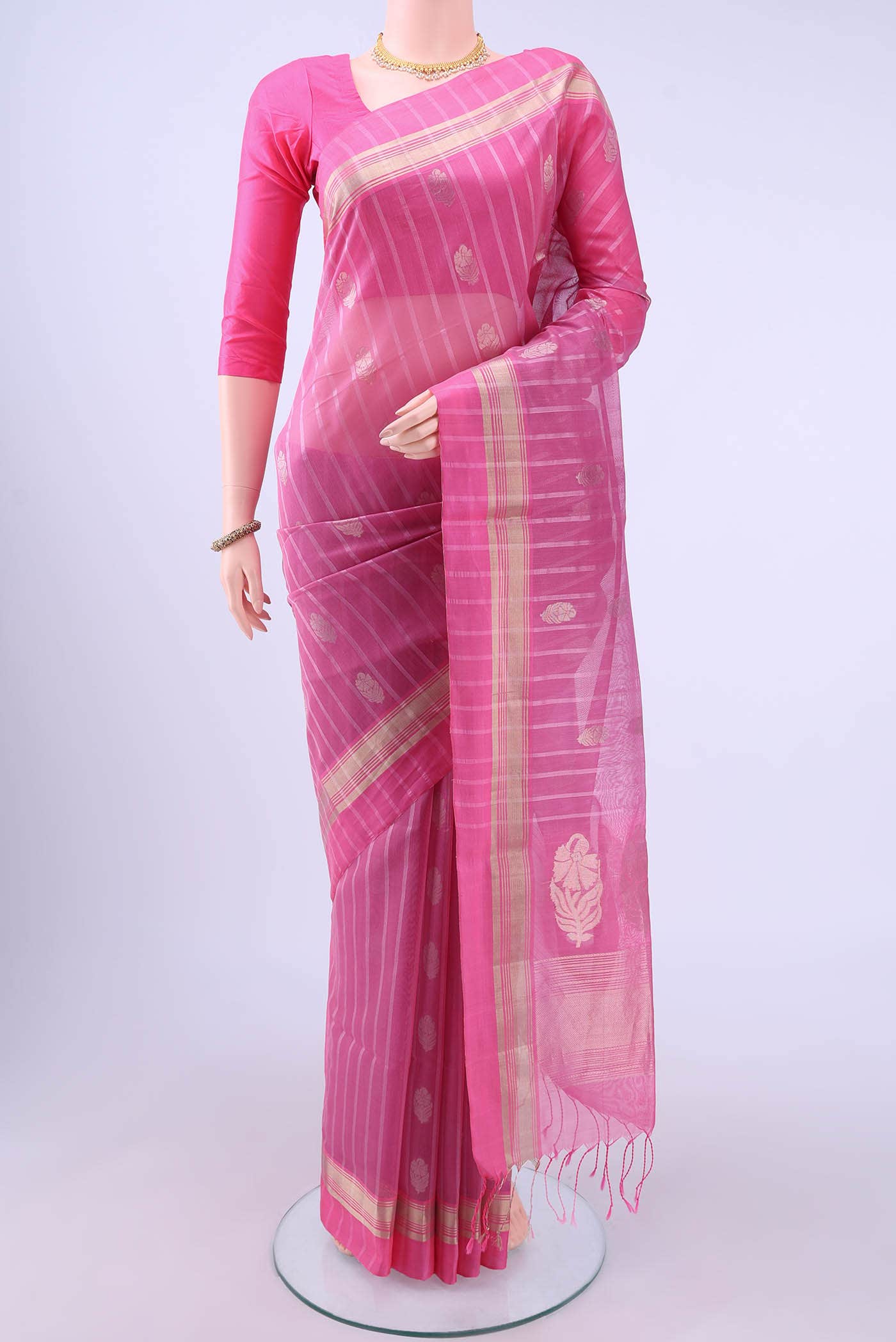 Pink Coimbatore Silk Cotton Saree