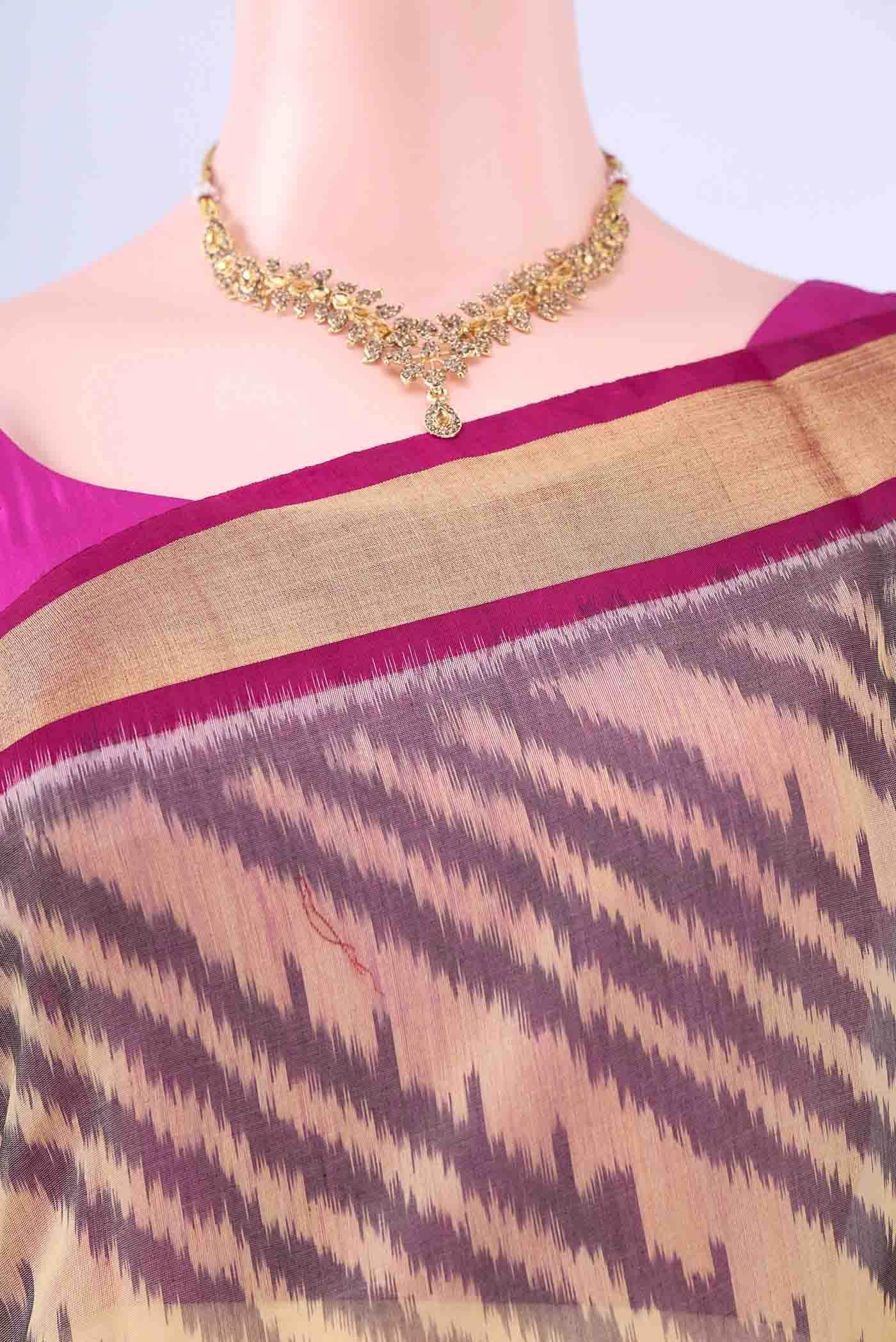 Beige Kora Cotton Saree