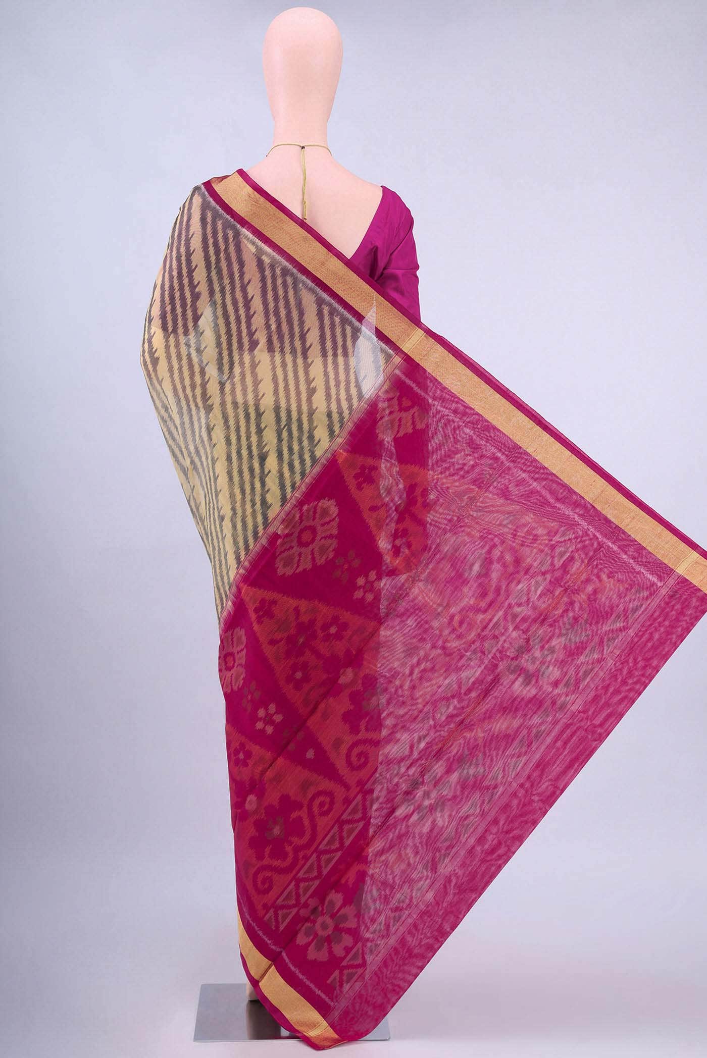 Beige Kora Cotton Saree