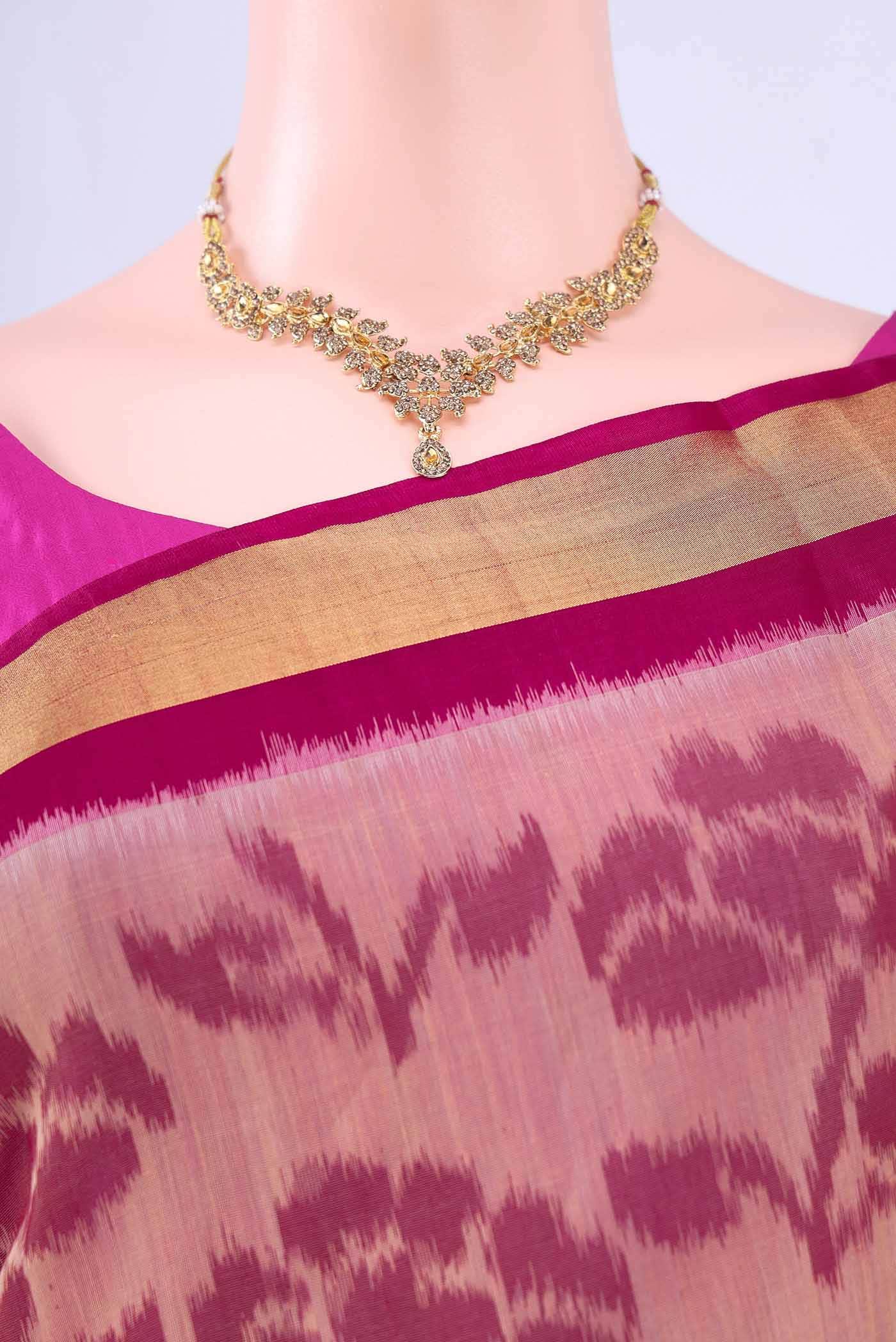 Peach Kora Cotton Saree