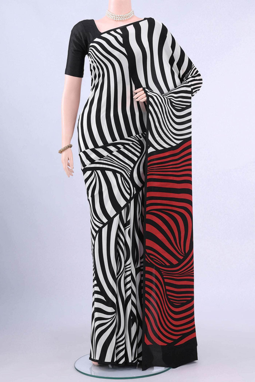 Black Mysore Crepe Saree