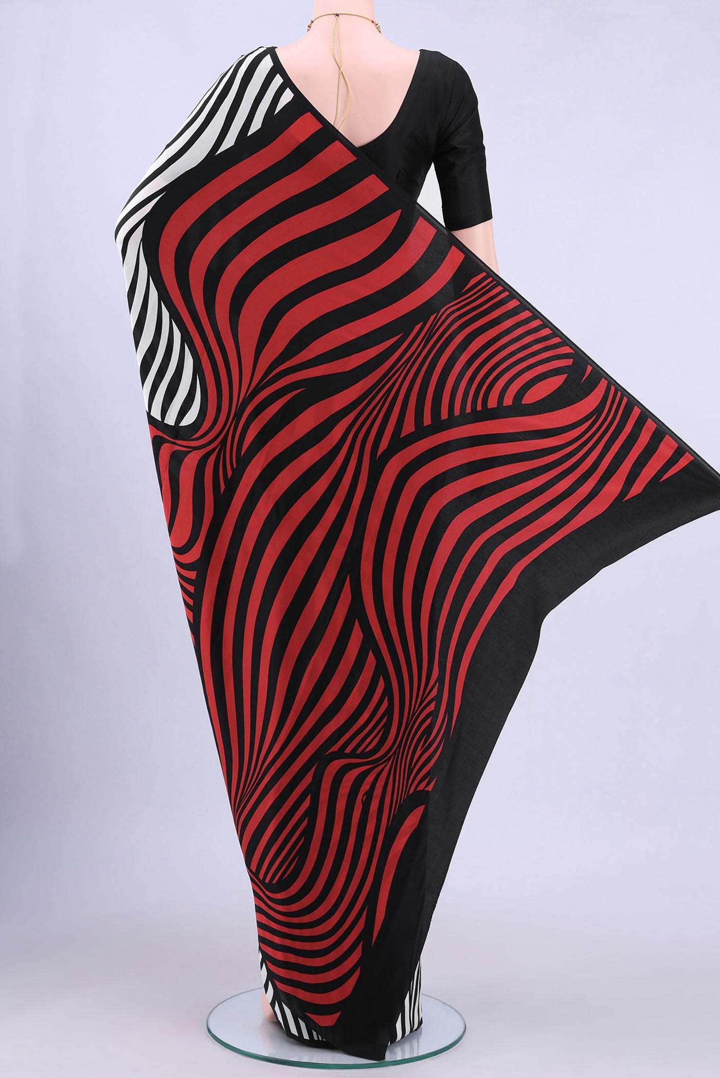 Black Mysore Crepe Saree