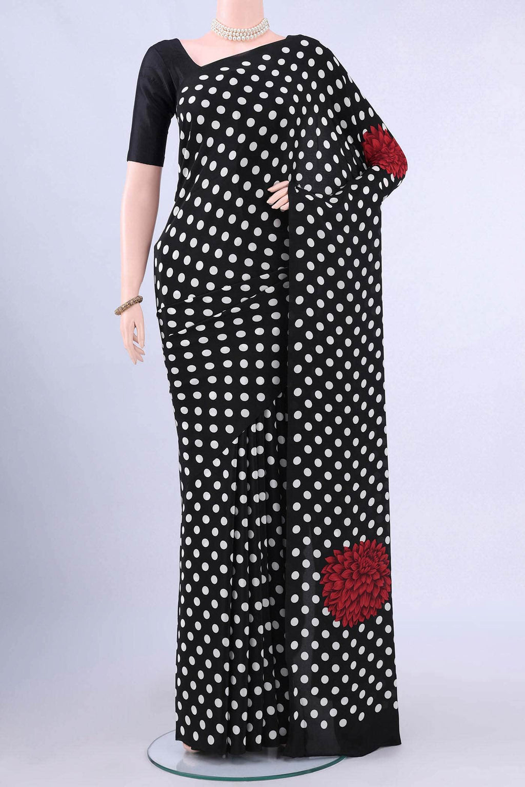 Black Mysore Crepe Saree