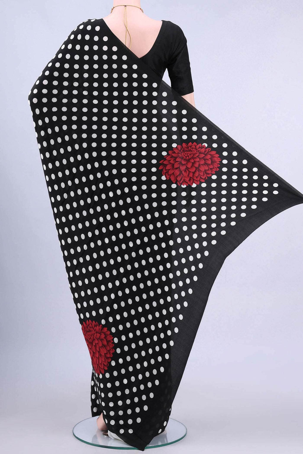 Black Mysore Crepe Saree