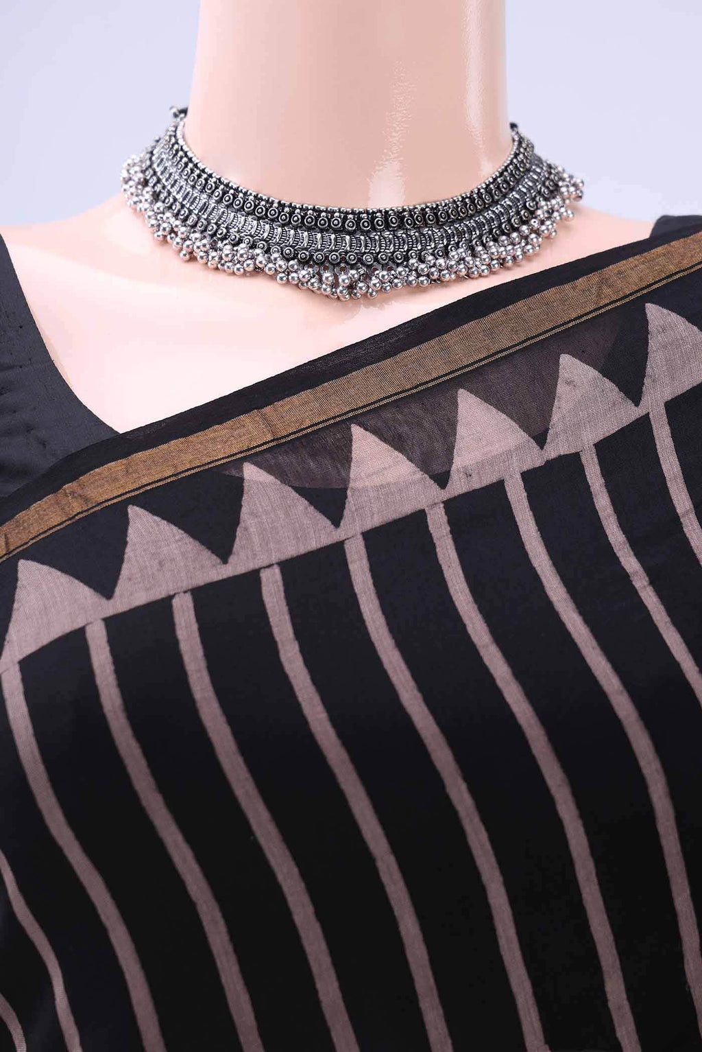 Black Chanderi Silk Cotton Saree