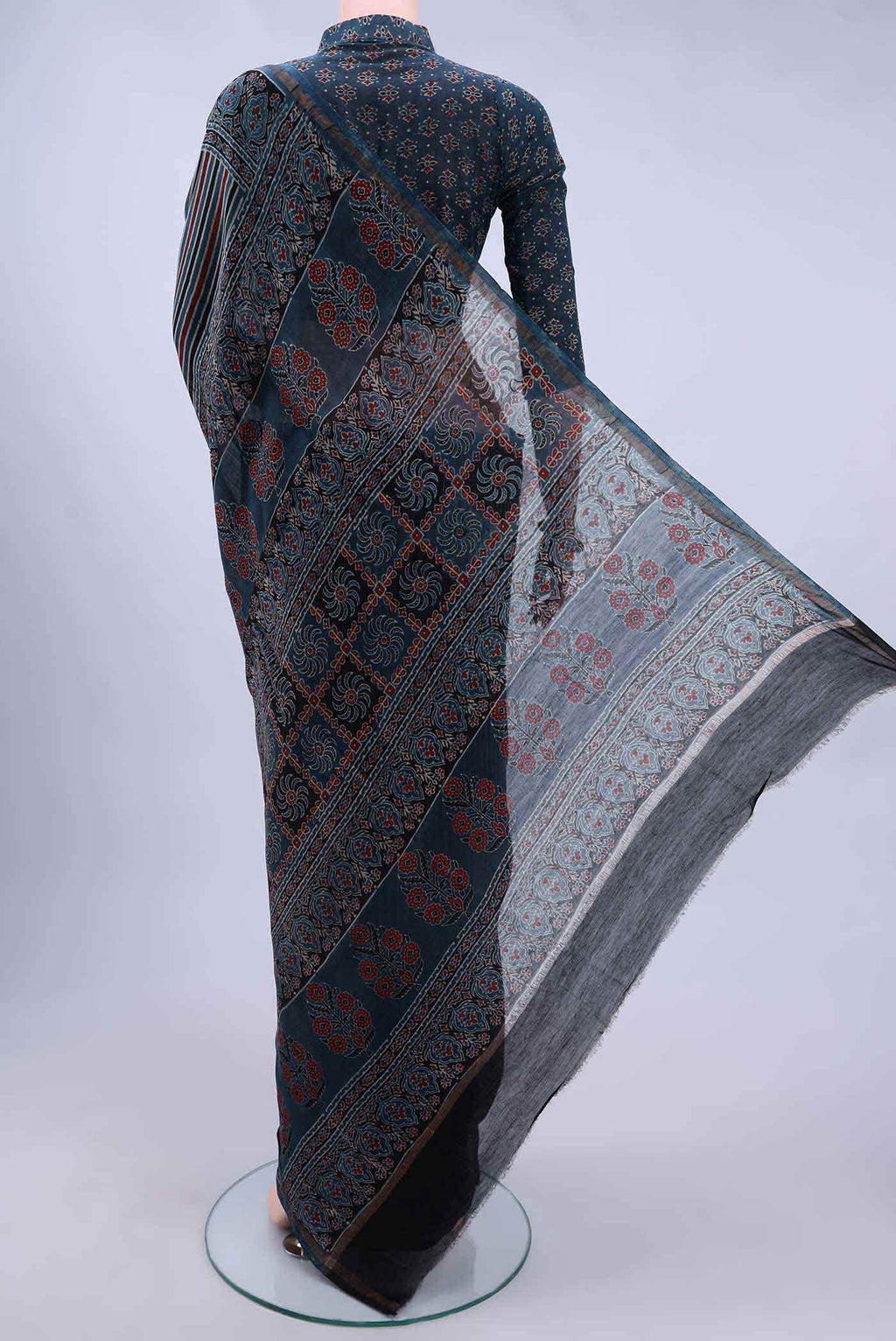 Dark Blue Chanderi Silk Cotton Saree