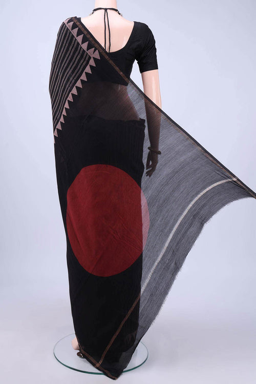 Black Chanderi Silk Cotton Saree