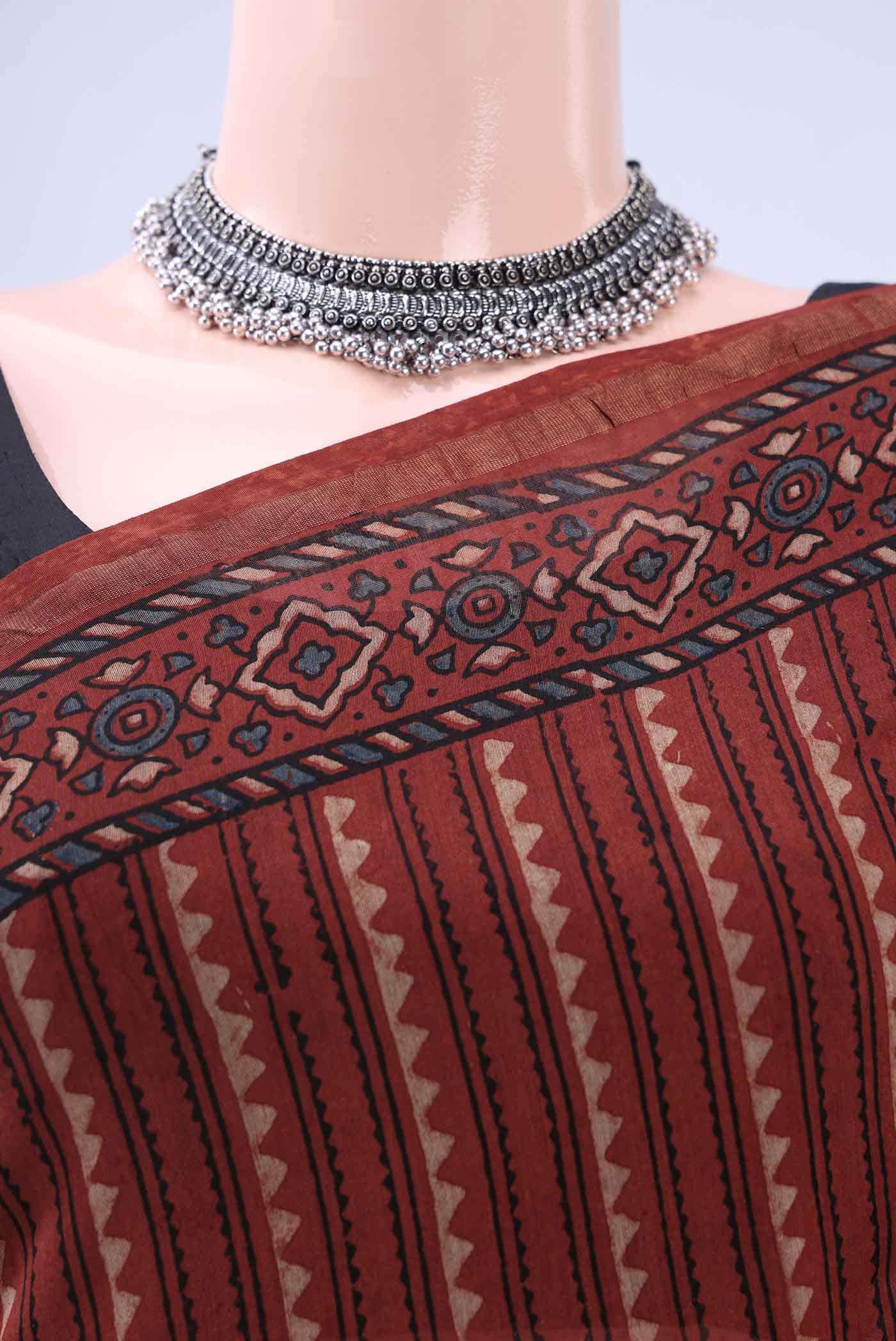Maroon Chanderi Silk Cotton Saree
