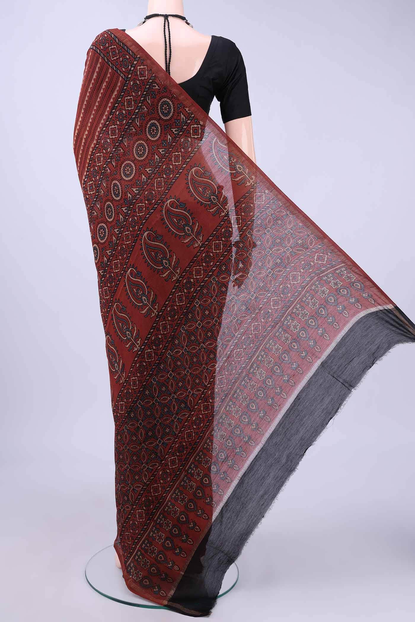 Maroon Chanderi Silk Cotton Saree