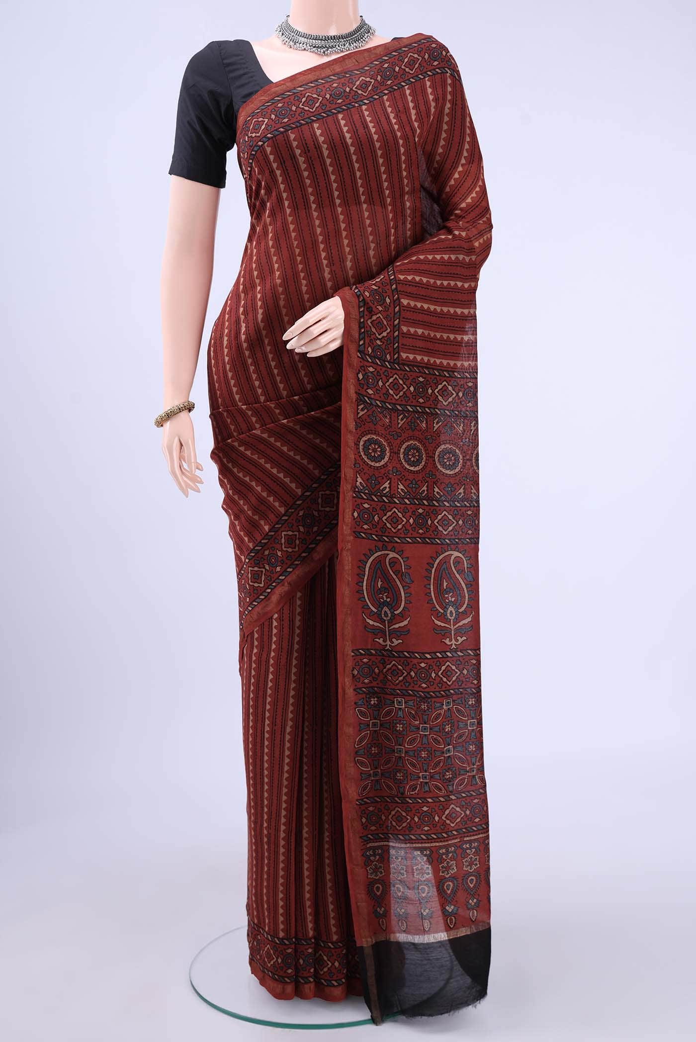 Maroon Chanderi Silk Cotton Saree