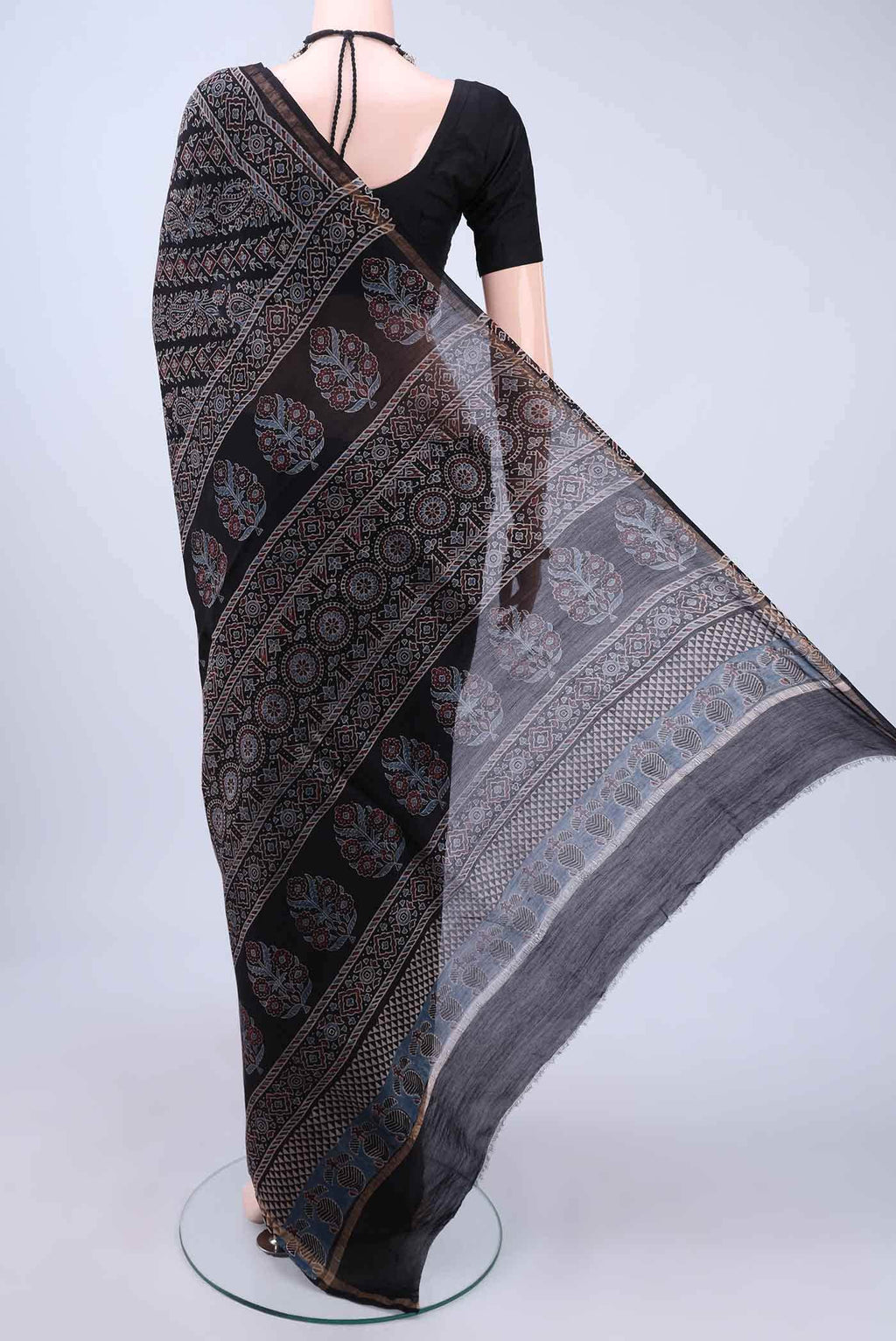 Black Chanderi Silk Cotton Saree