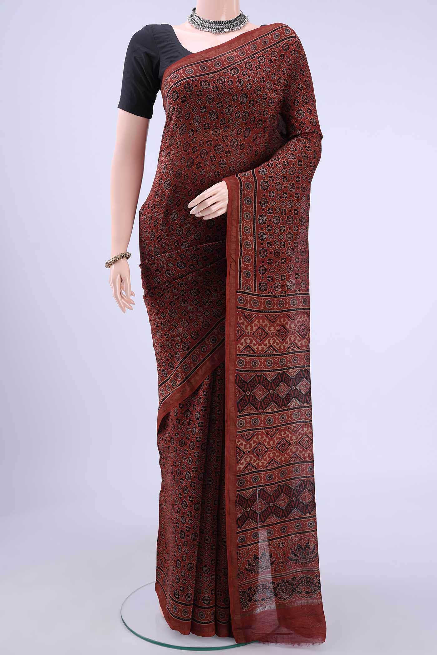 Maroon Chanderi Silk Cotton Saree