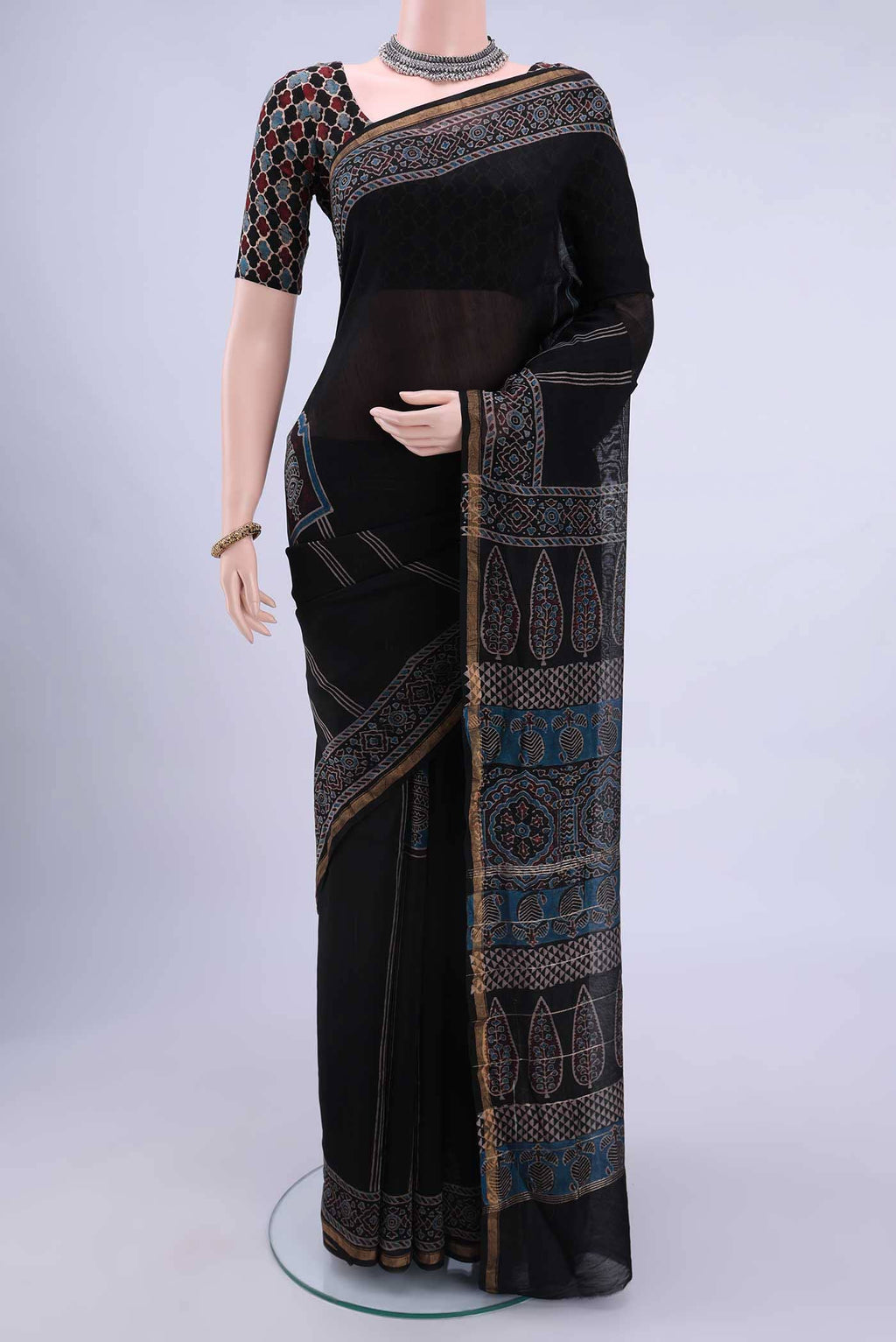 Blue Chanderi Silk Cotton Saree