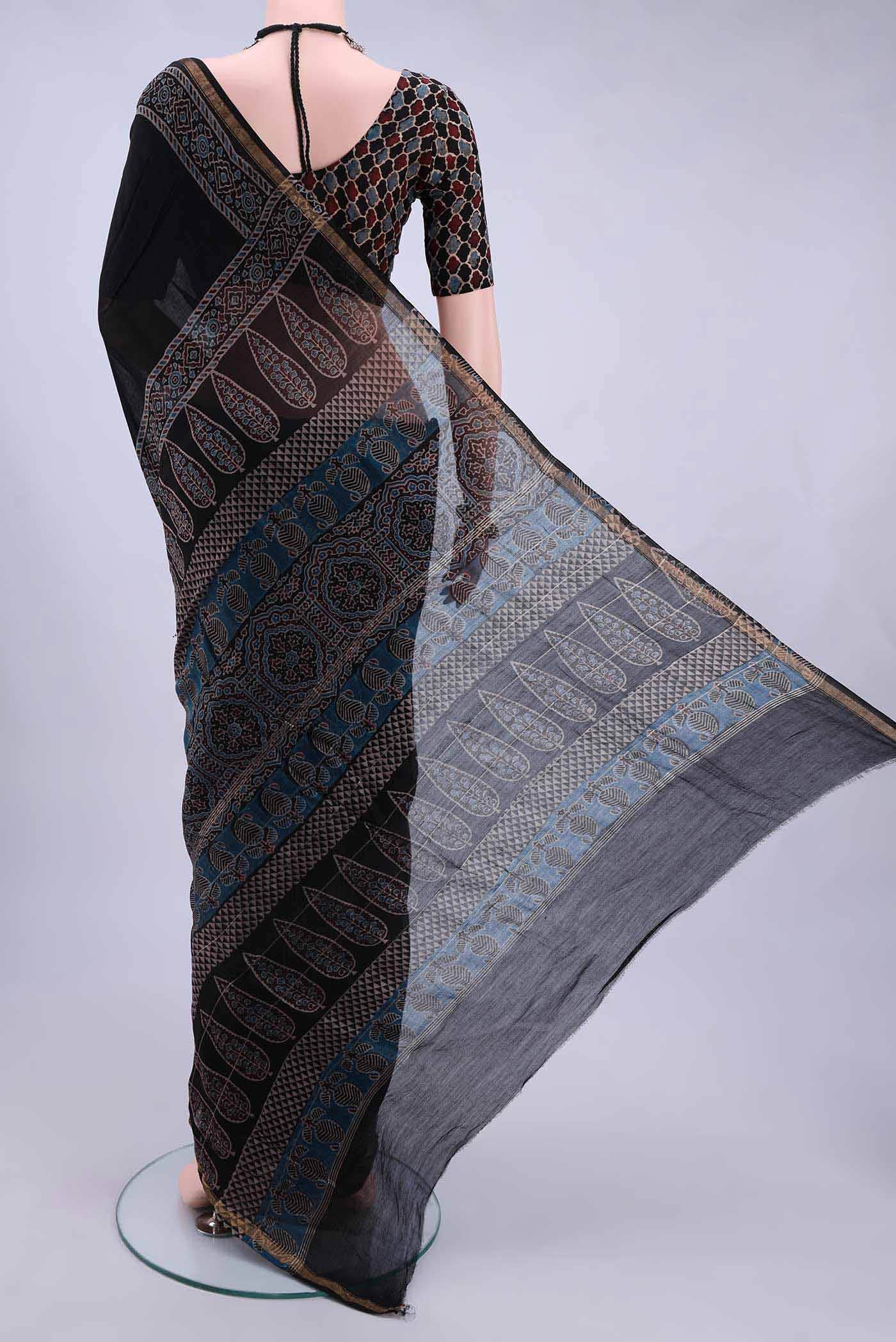 Blue Chanderi Silk Cotton Saree