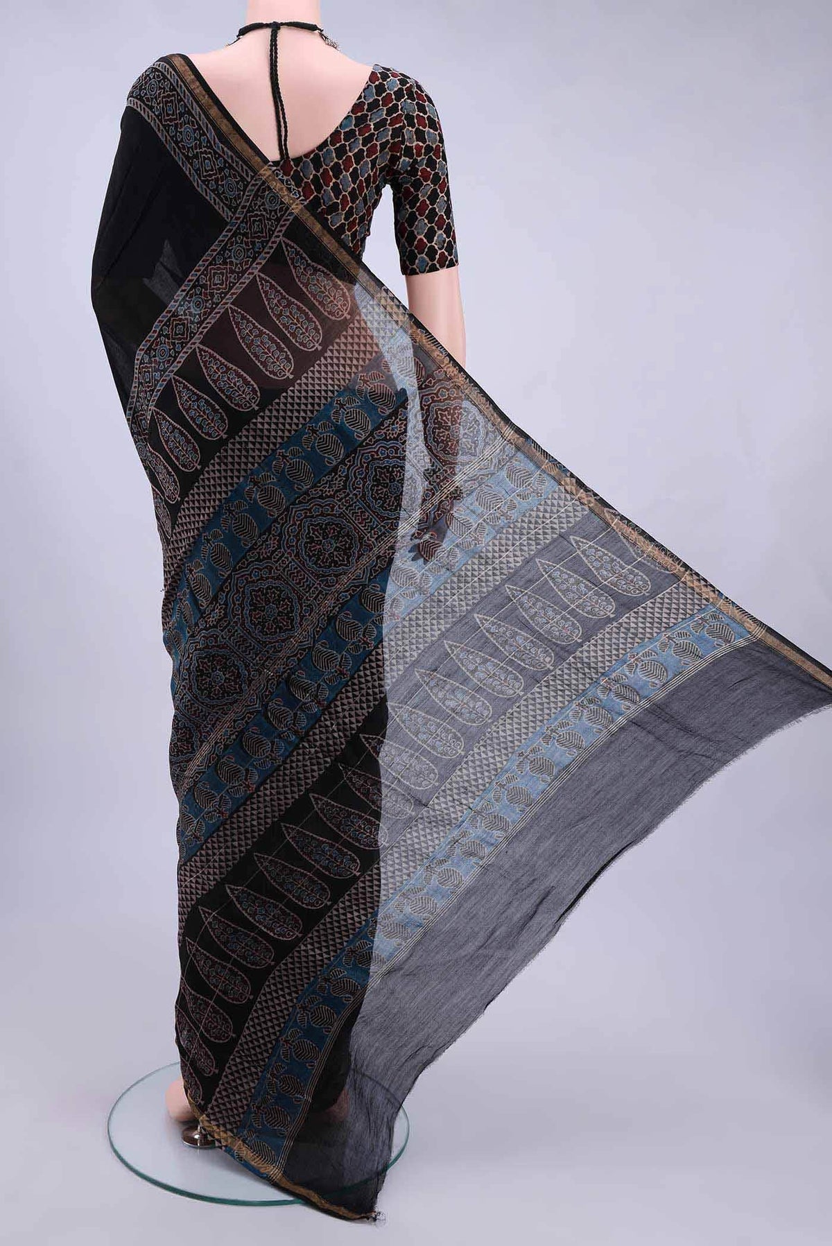 Blue Chanderi Silk Cotton Saree