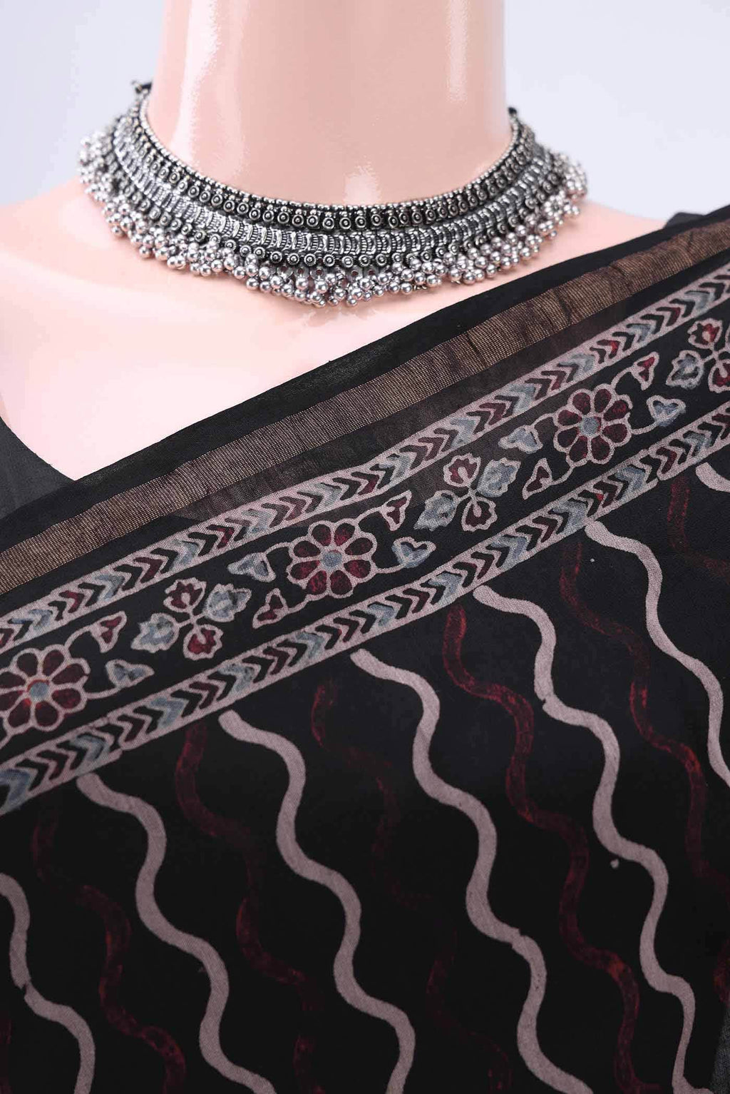Black Chanderi Silk Cotton Saree