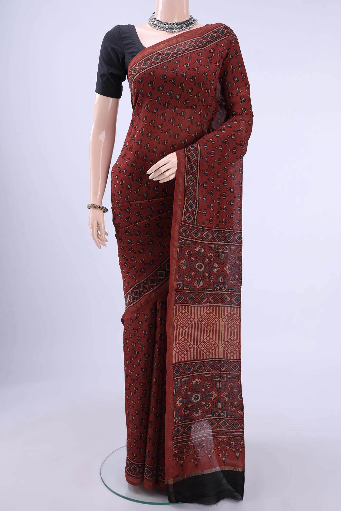 Mustard Chanderi Silk Cotton Saree