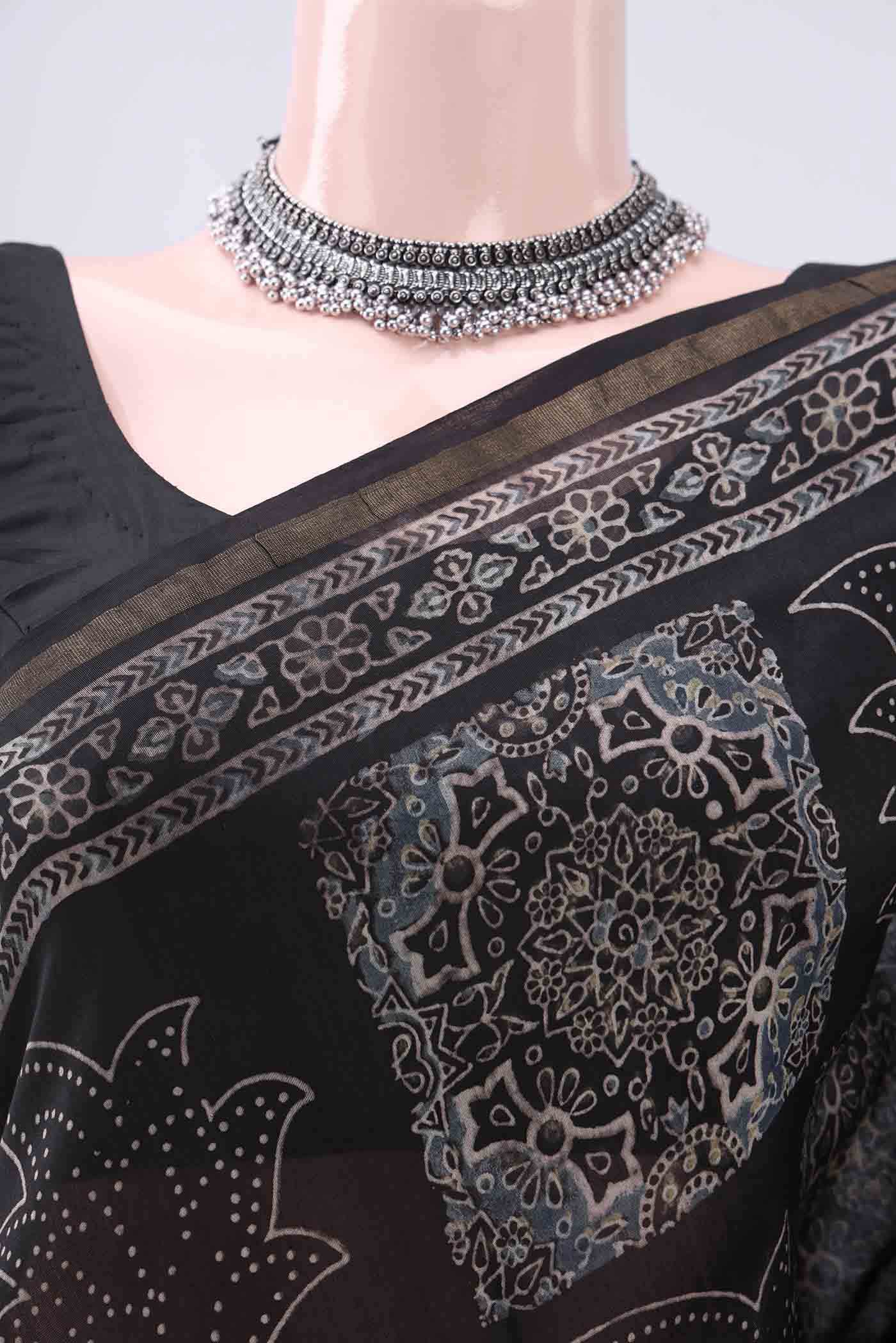 Coffee Brown Chanderi Silk Cotton Saree