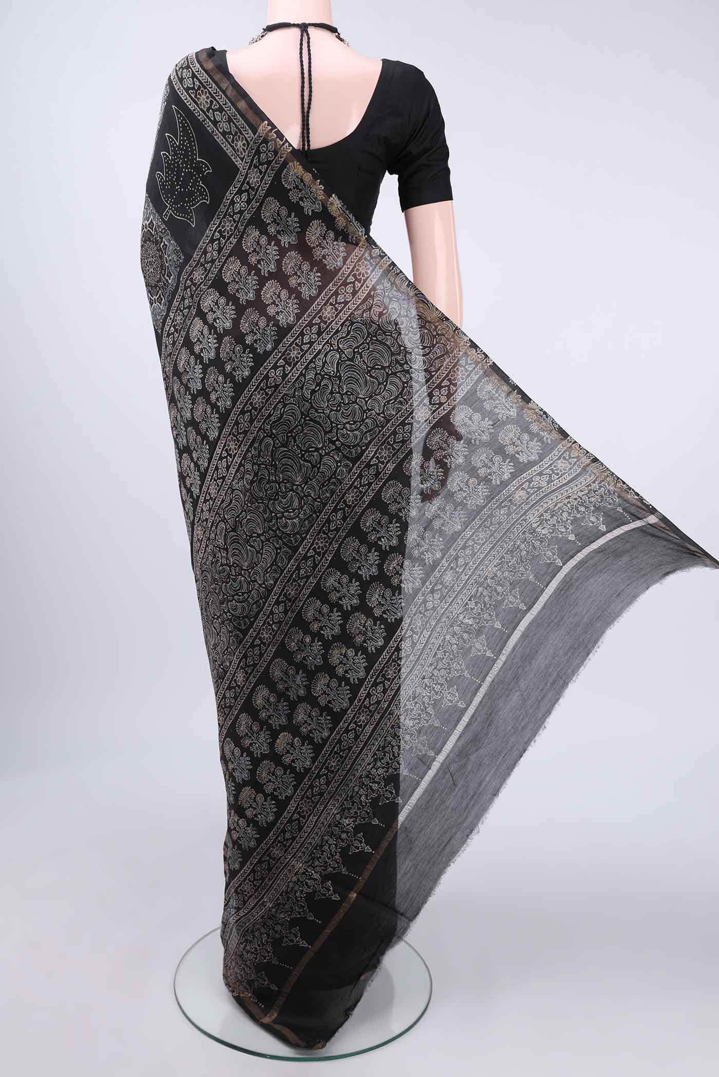 Coffee Brown Chanderi Silk Cotton Saree