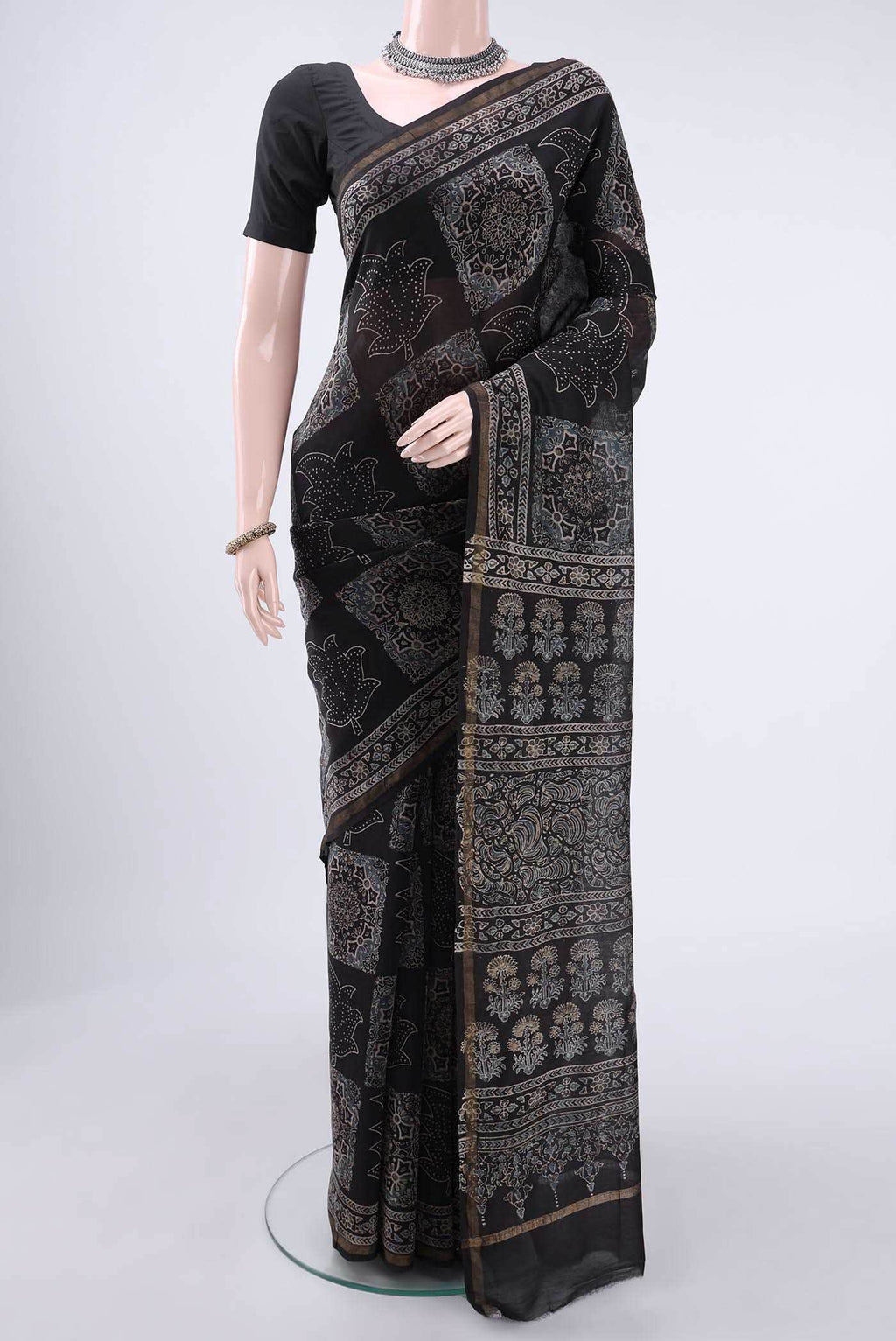 Coffee Brown Chanderi Silk Cotton Saree