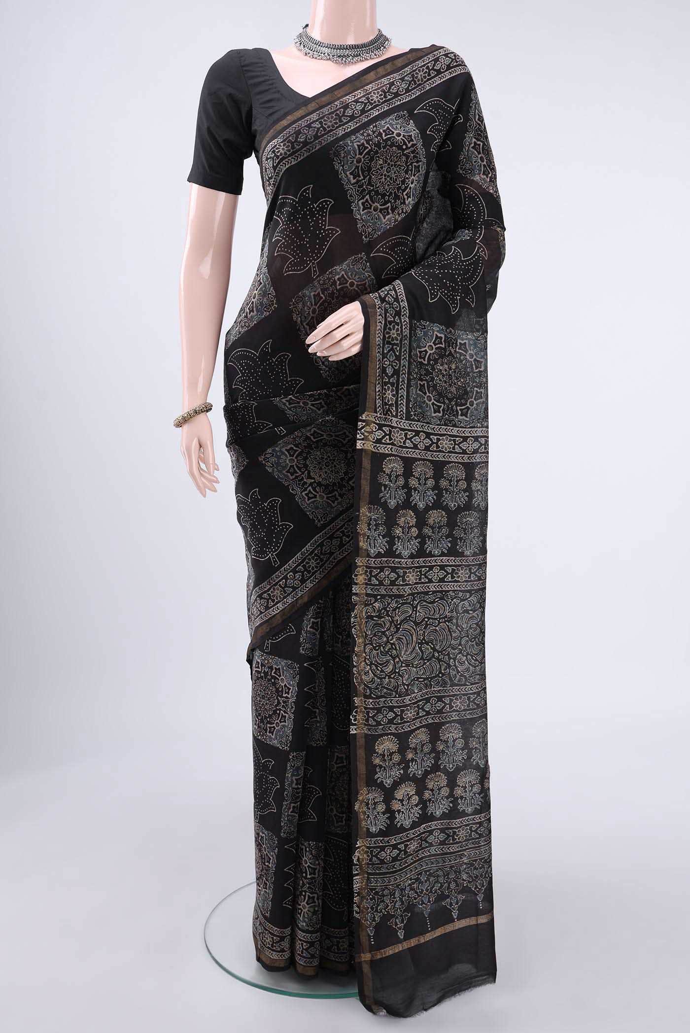 Coffee Brown Chanderi Silk Cotton Saree