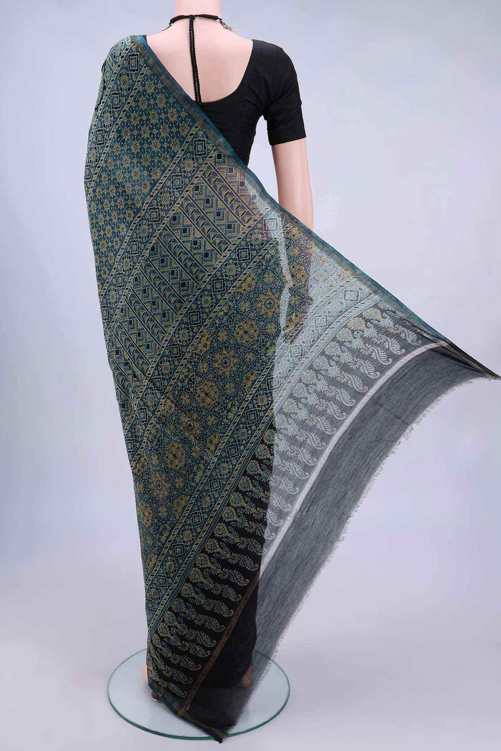 Indigo Chanderi Silk Cotton Saree
