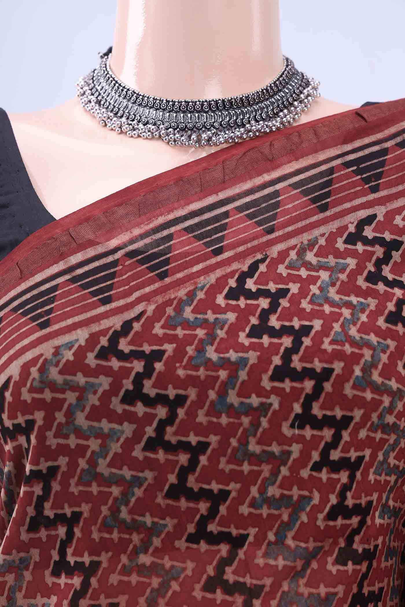 Maroon Chanderi Silk Cotton Saree