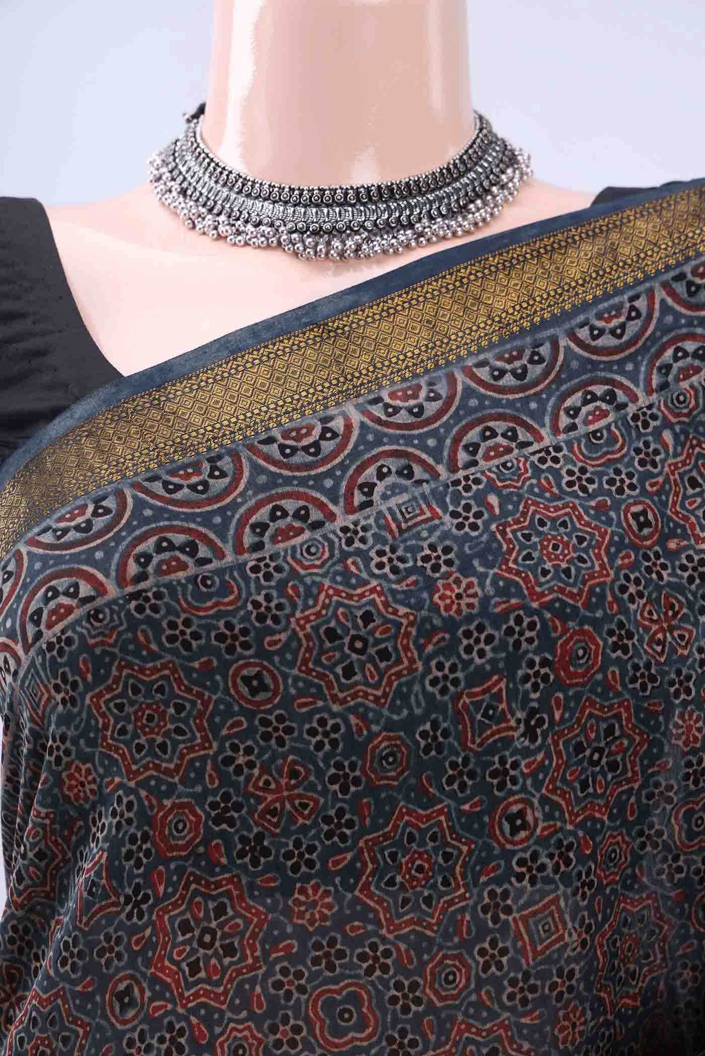 Coffee Brown Chanderi Silk Cotton Saree
