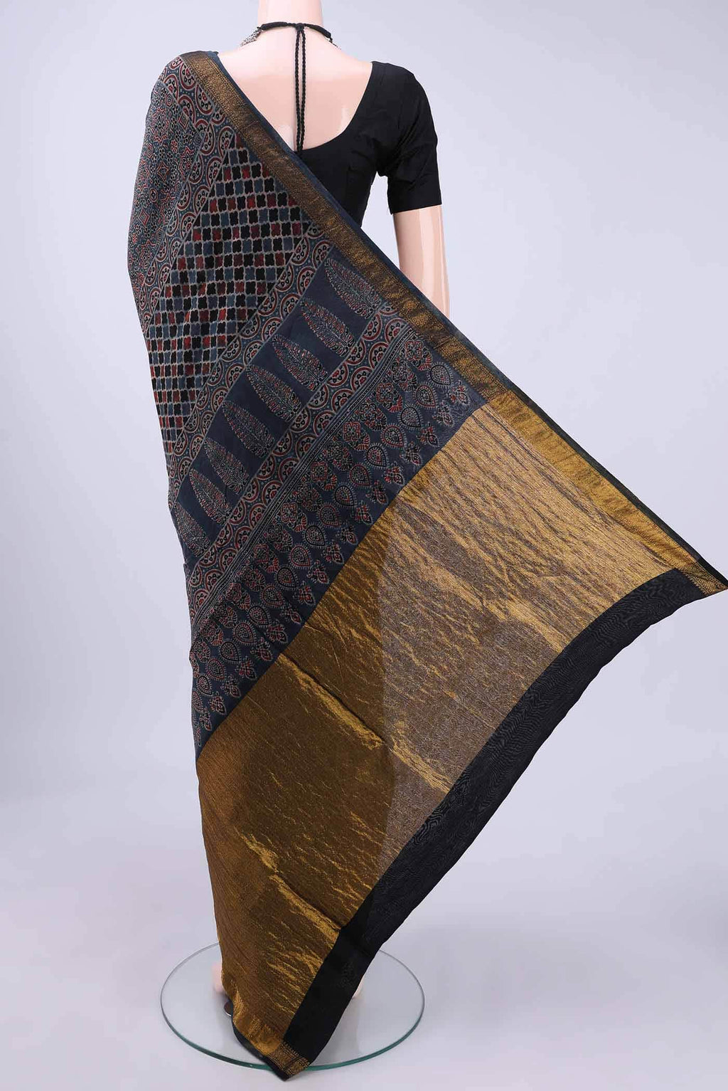 Coffee Brown Chanderi Silk Cotton Saree