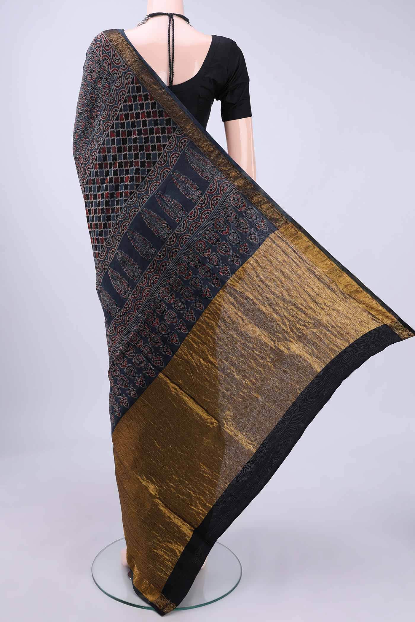 Coffee Brown Chanderi Silk Cotton Saree