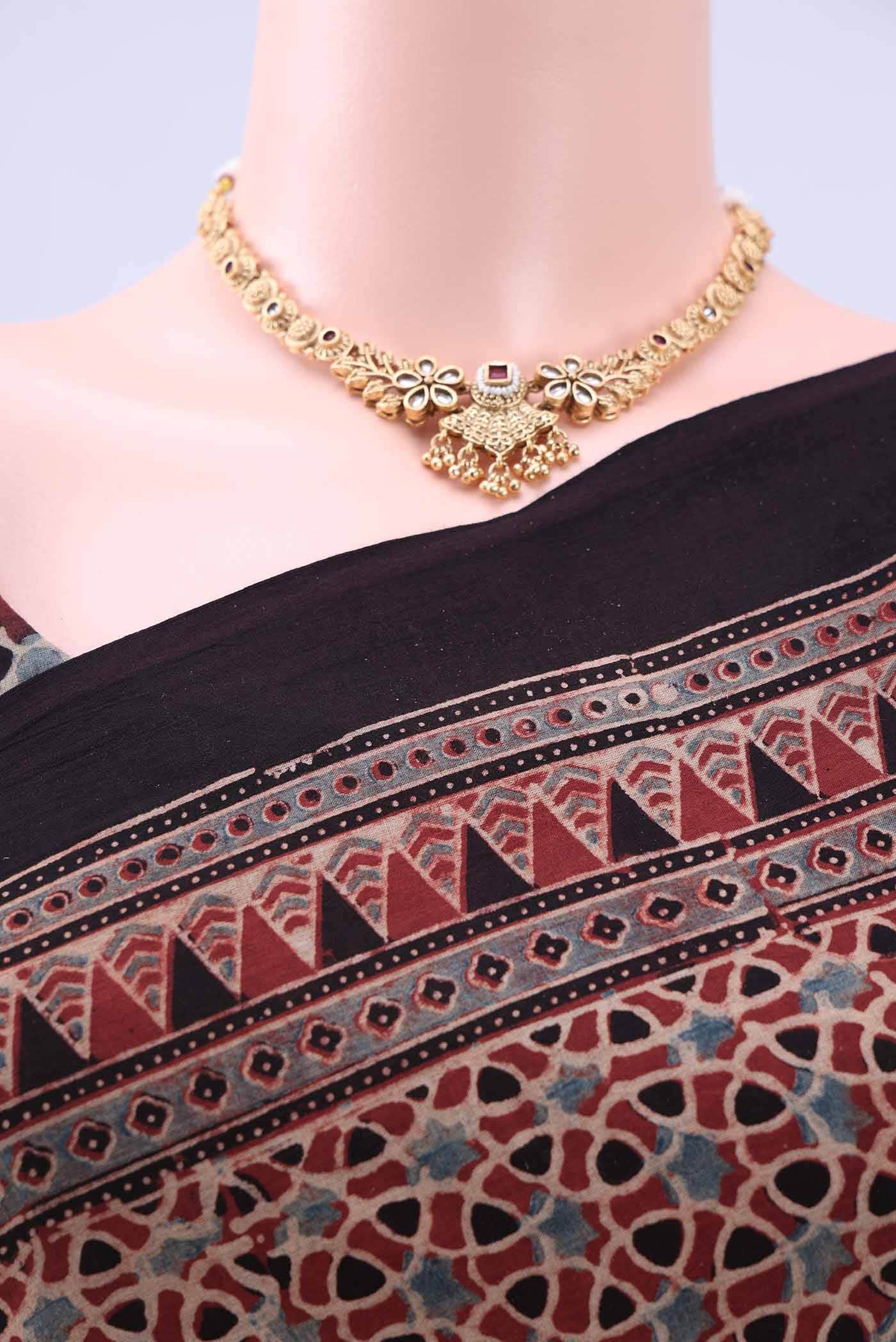Maroon Printed Cotton Saree