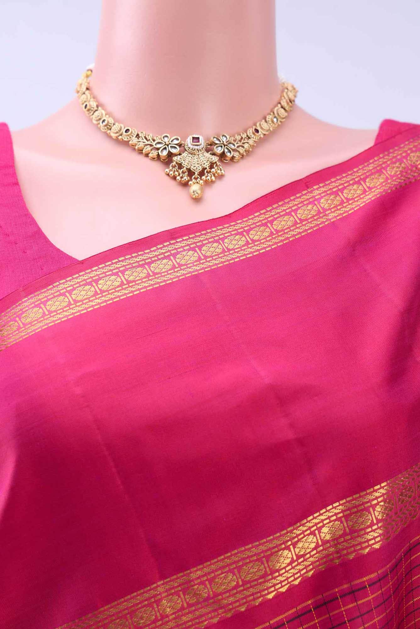 Dark Pink Kanchipuram Silk Saree