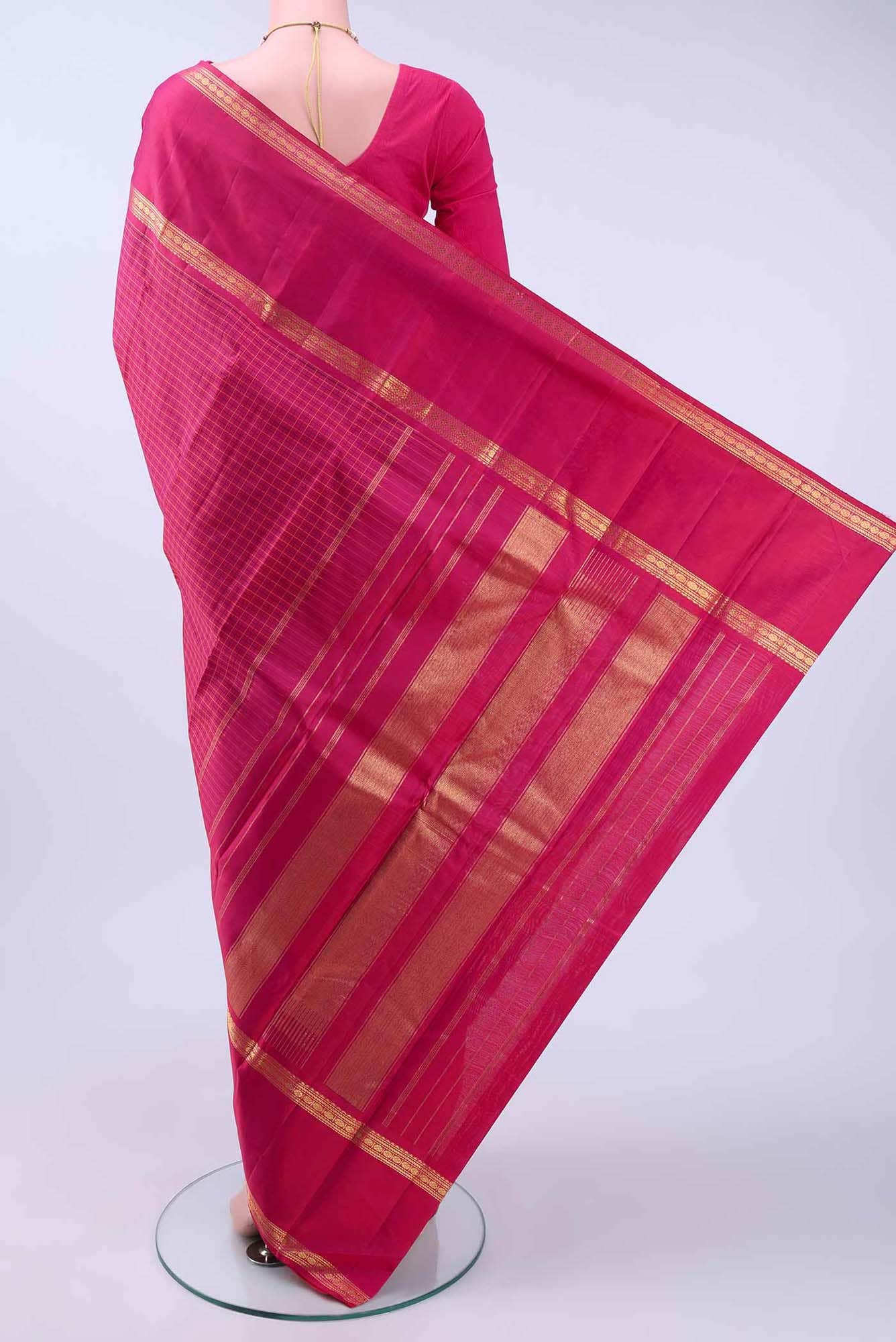 Dark Pink Kanchipuram Silk Saree