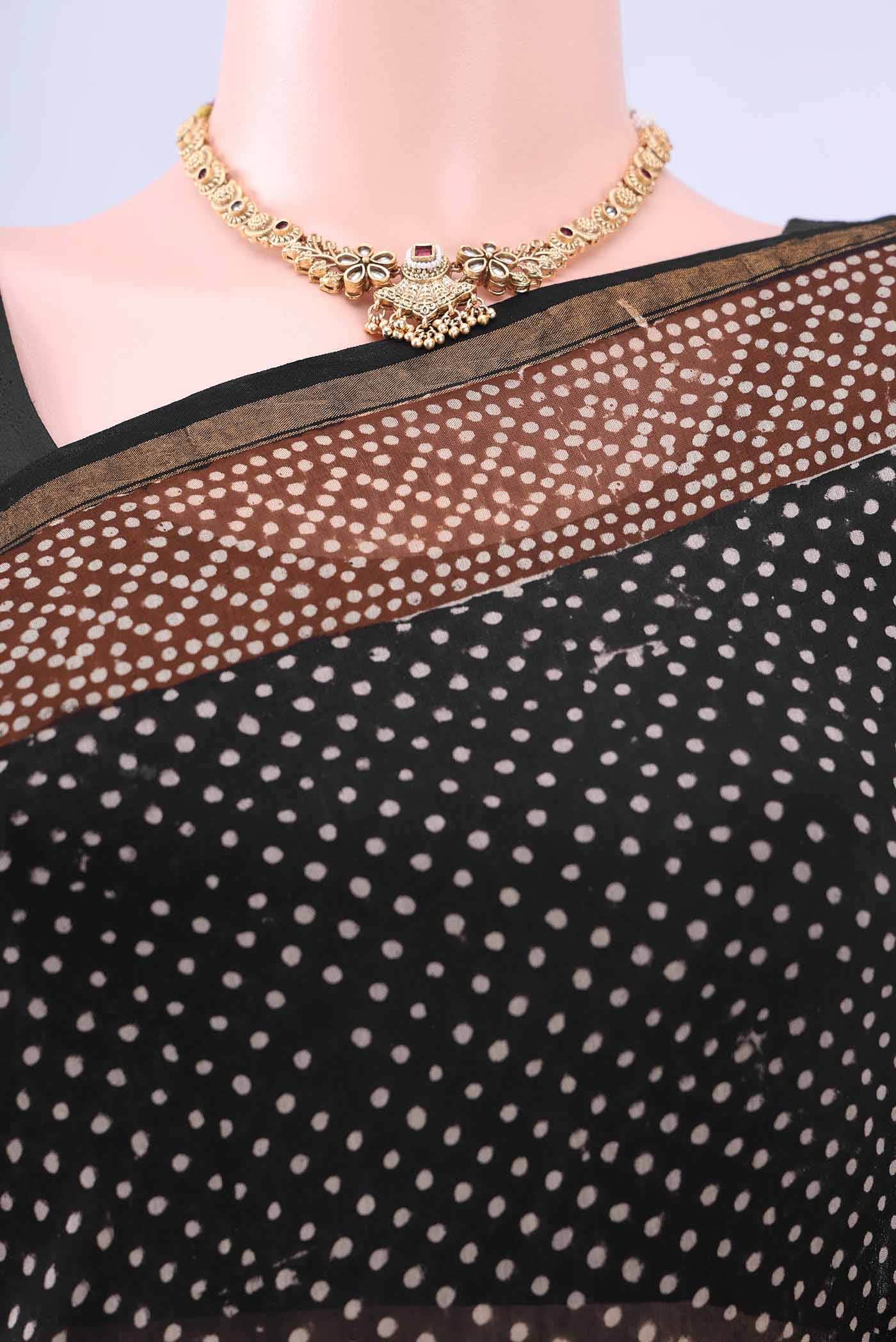 Black Chanderi Silk Cotton Saree