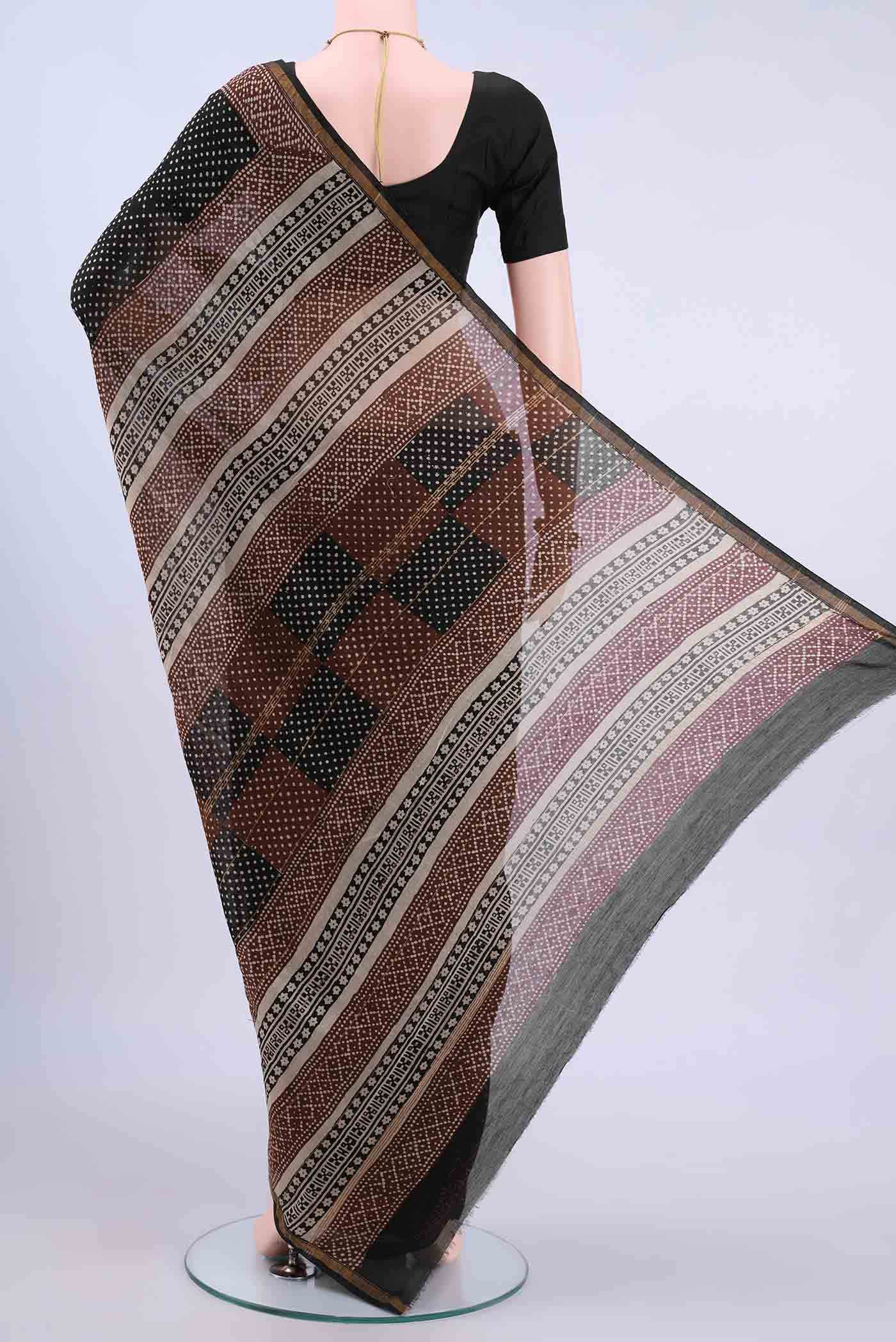 Black Chanderi Silk Cotton Saree