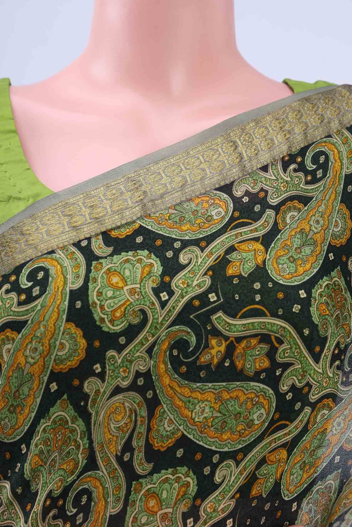 Black Printed Silk Saree