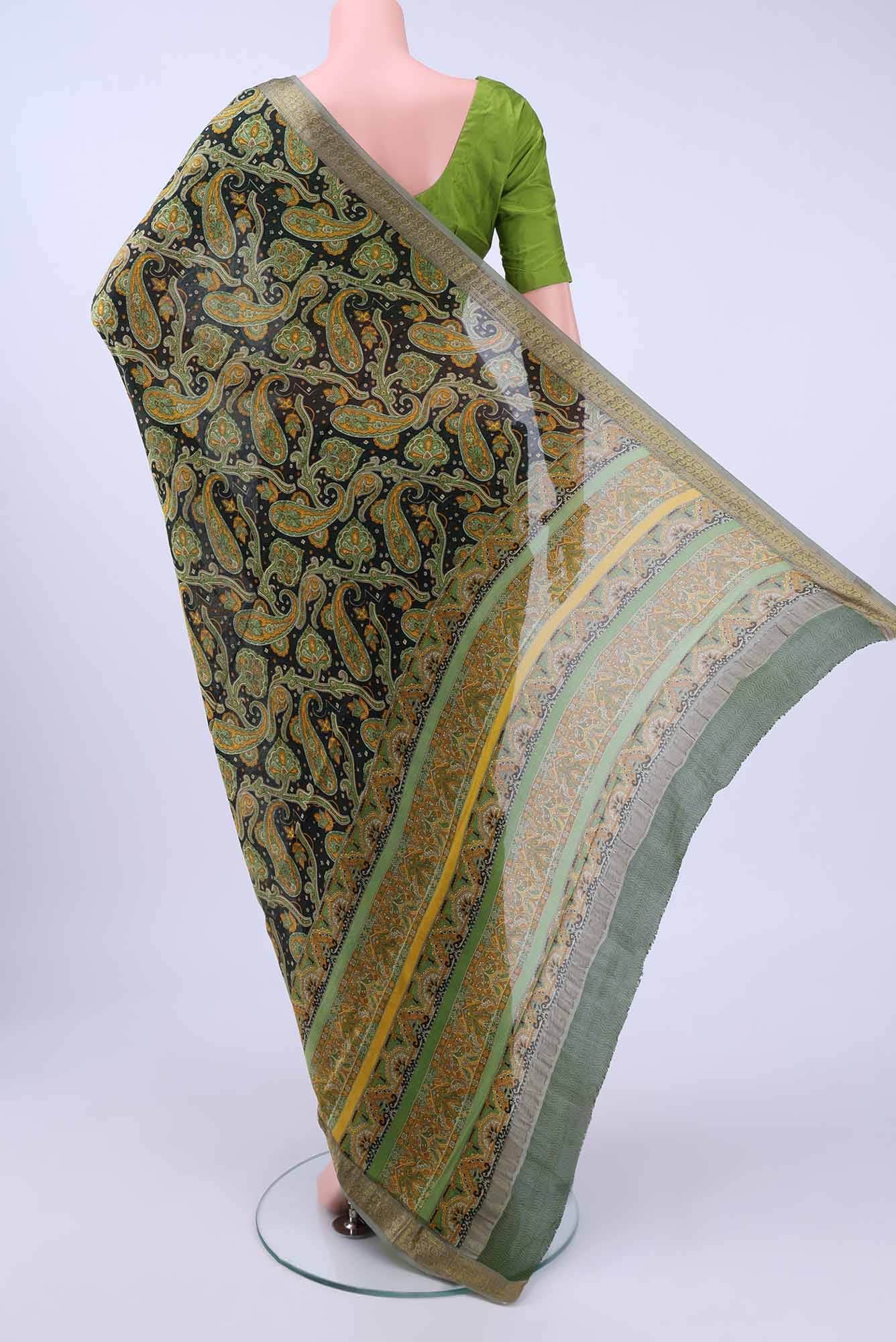 Black Printed Silk Saree