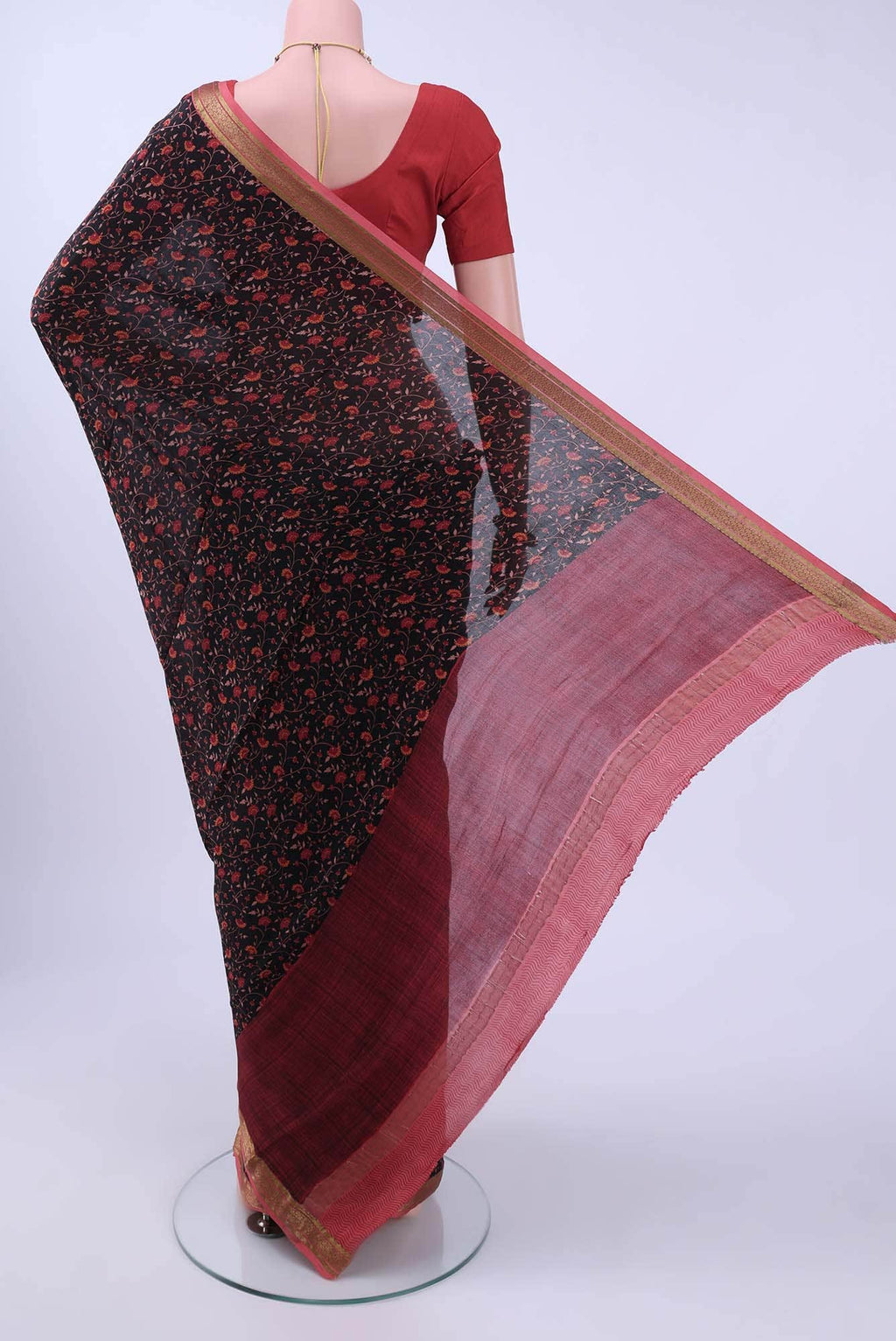 Black Printed Silk Saree